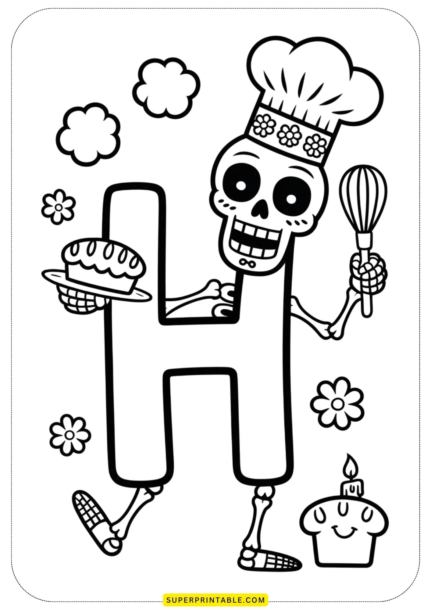 Day of the Dead Alphabet Coloring Pages 8
