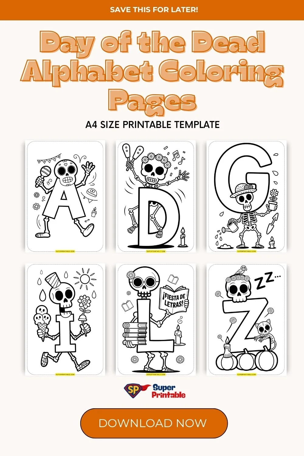 Day of the Dead Alphabet Coloring Pages Pinterest Image