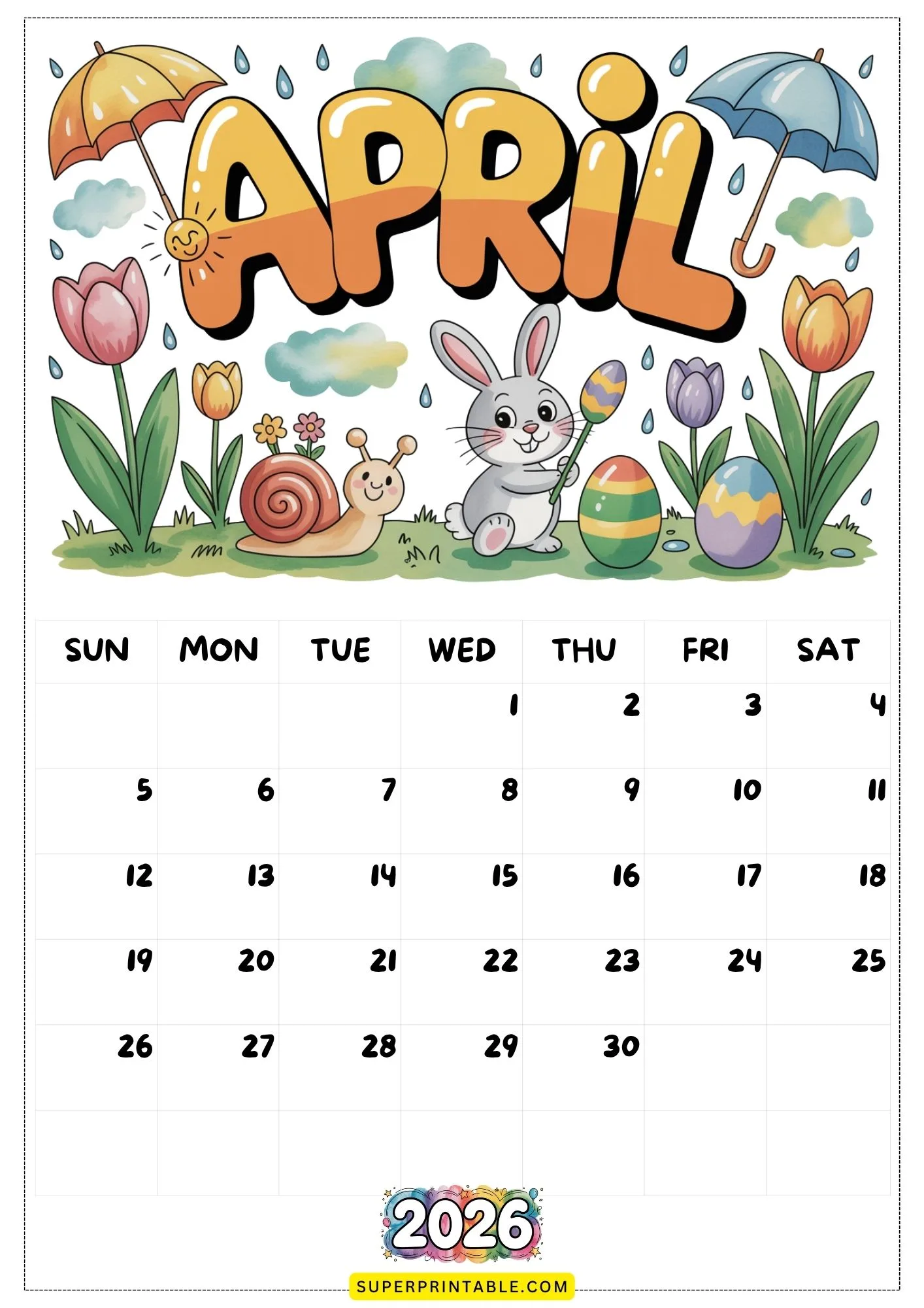 Dreamy Days 2026 Calendar for Kids & Families 4