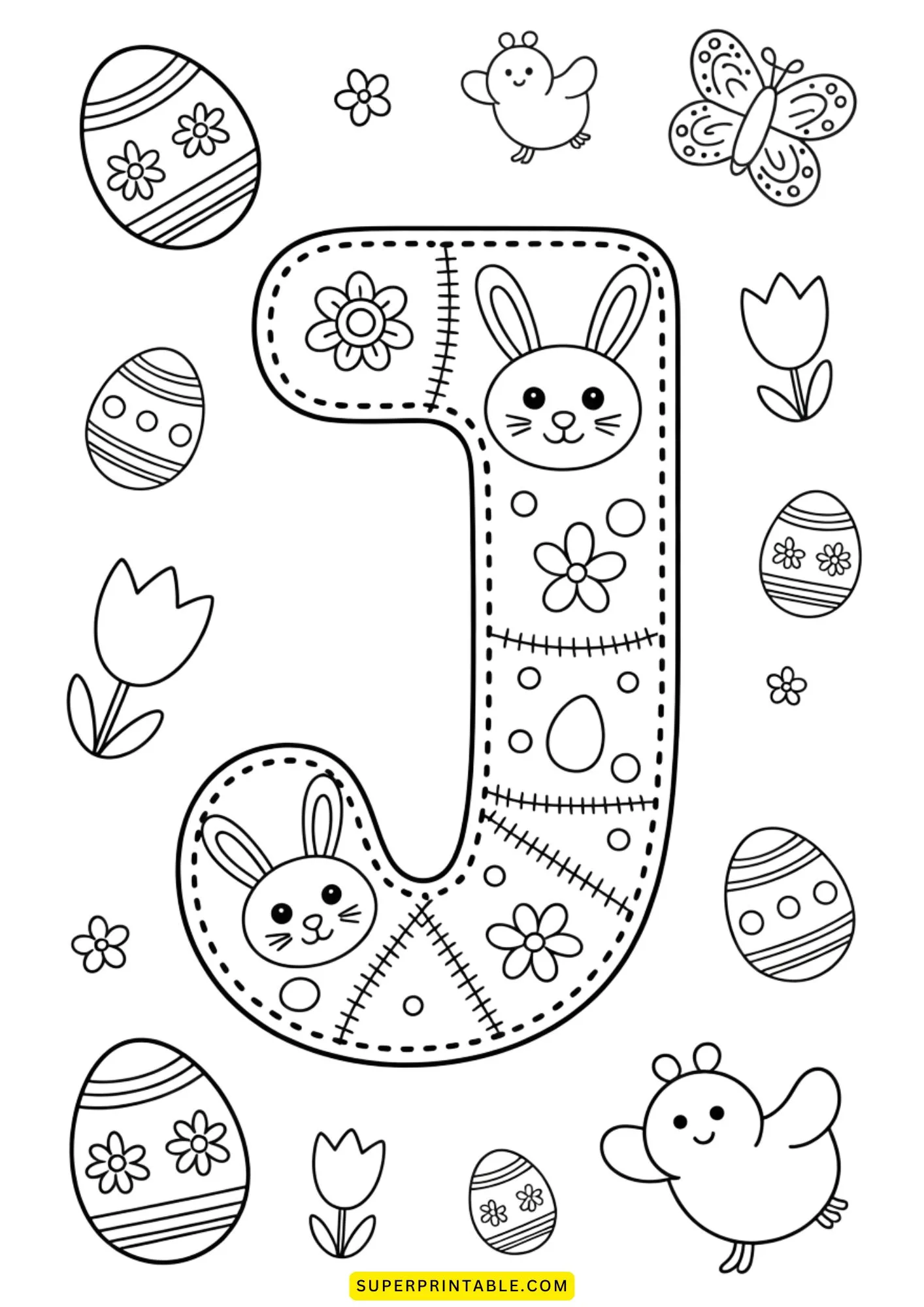 Easter Patchwork Alphabet Coloring Pages 10