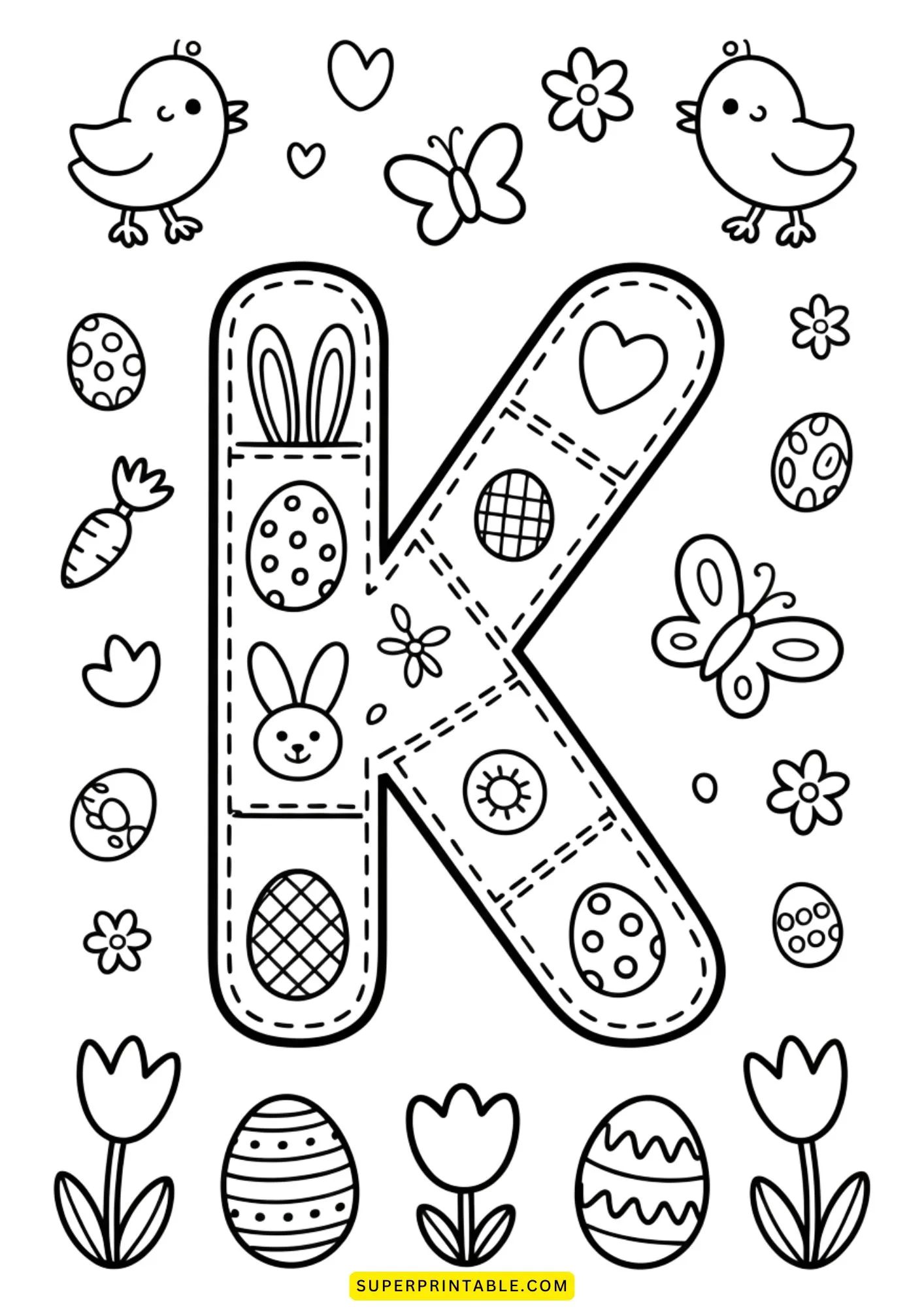 Easter Patchwork Alphabet Coloring Pages 11