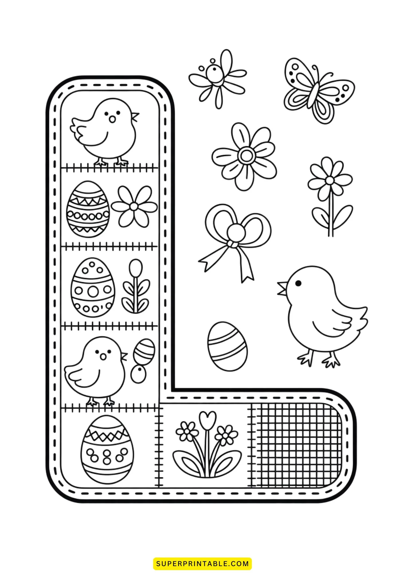 Easter Patchwork Alphabet Coloring Pages 12