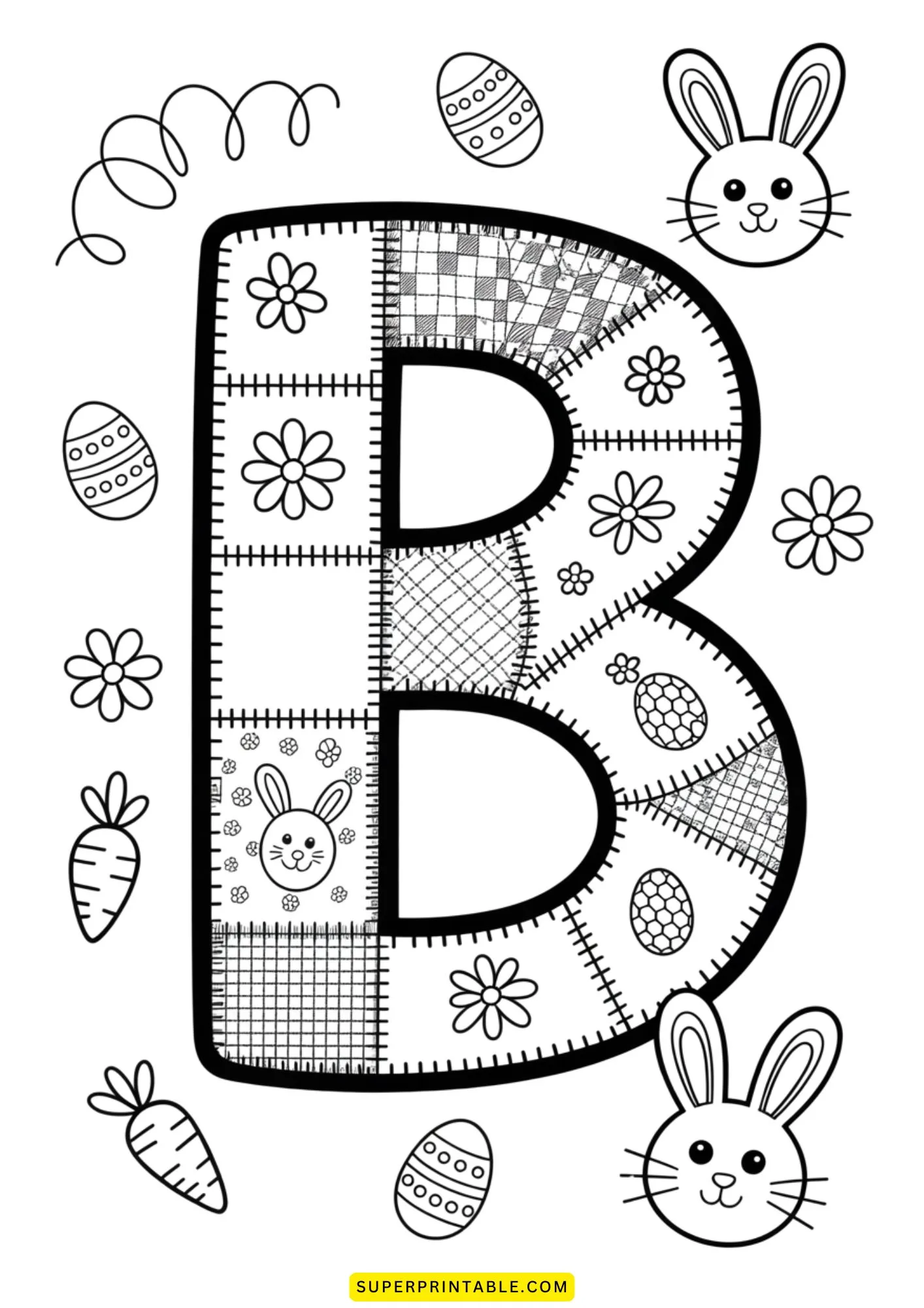 Easter Patchwork Alphabet Coloring Pages 2