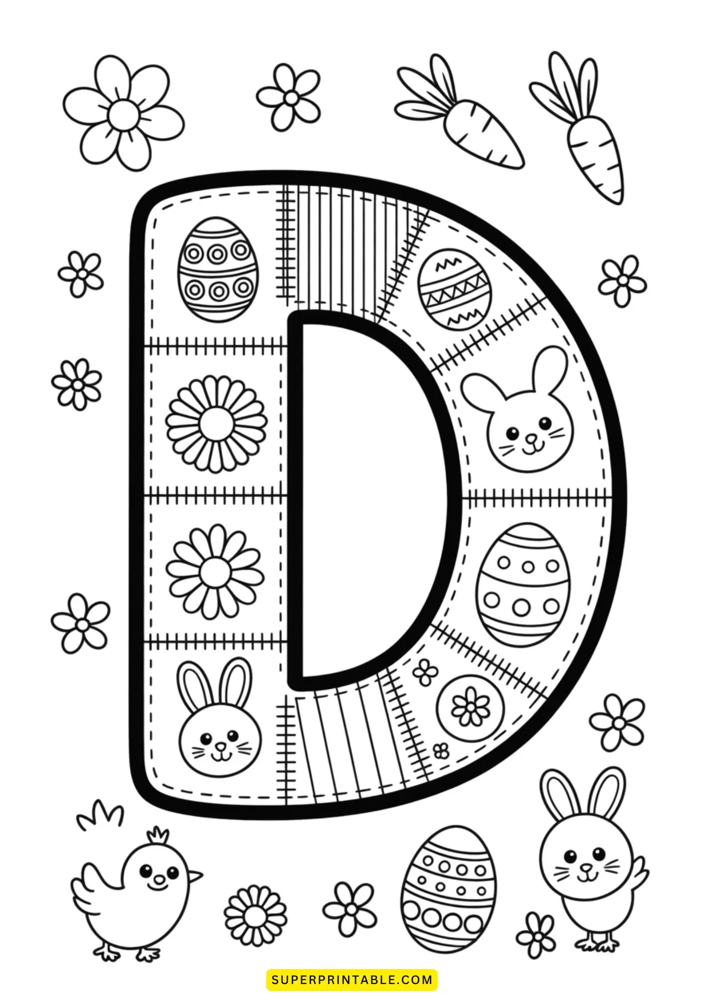 Easter Patchwork Alphabet Coloring Pages 4