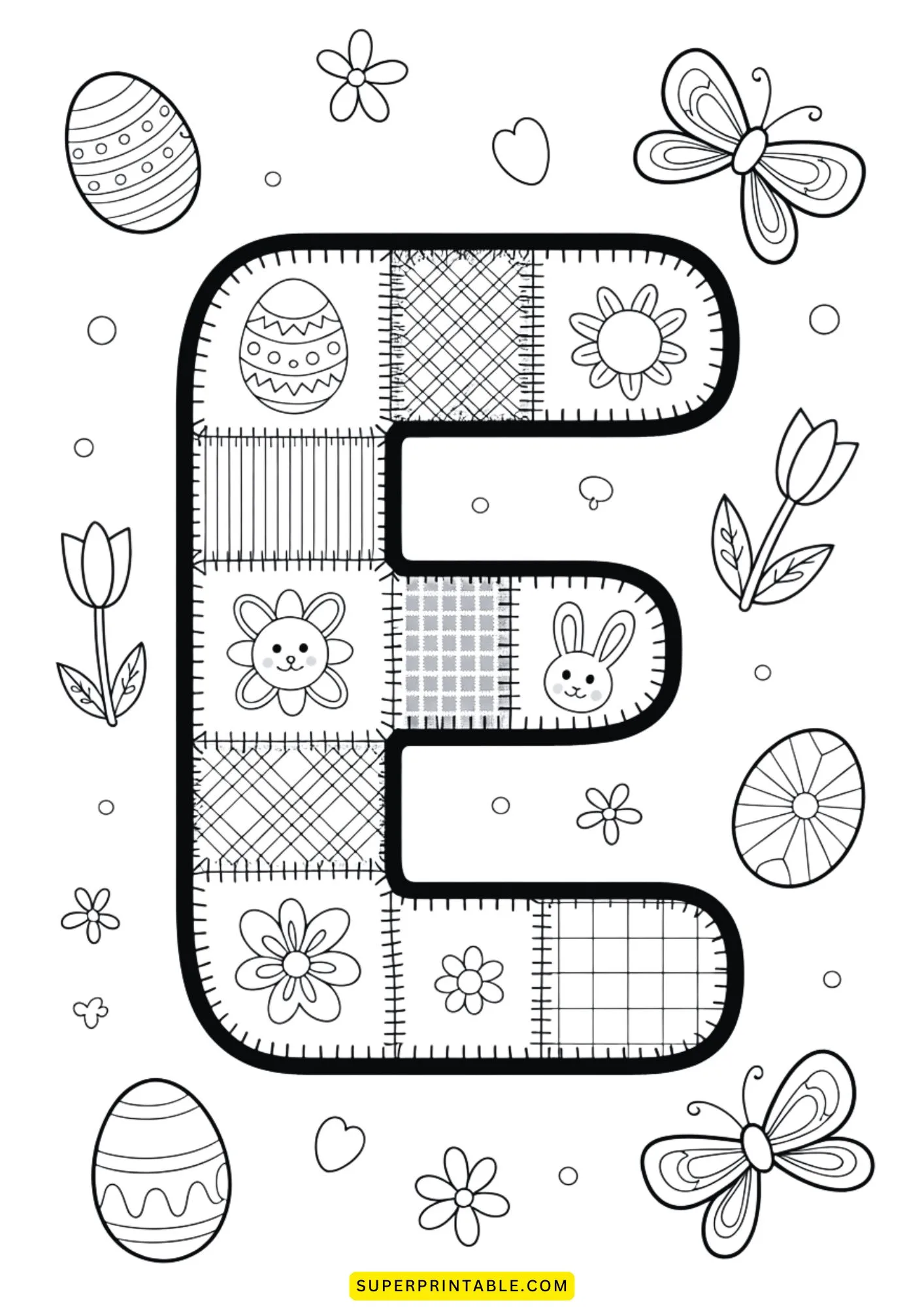 Easter Patchwork Alphabet Coloring Pages 5