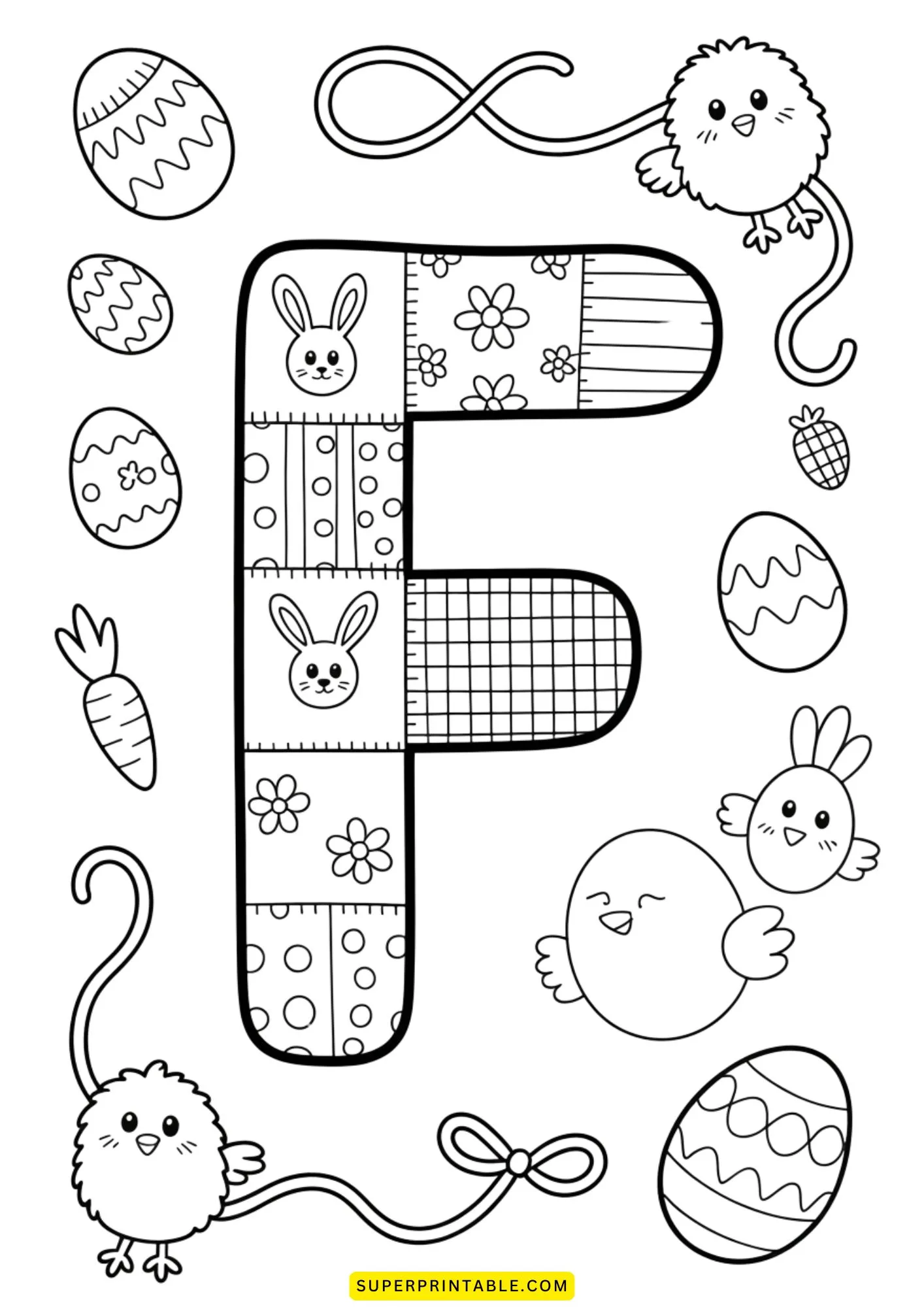 Easter Patchwork Alphabet Coloring Pages 6