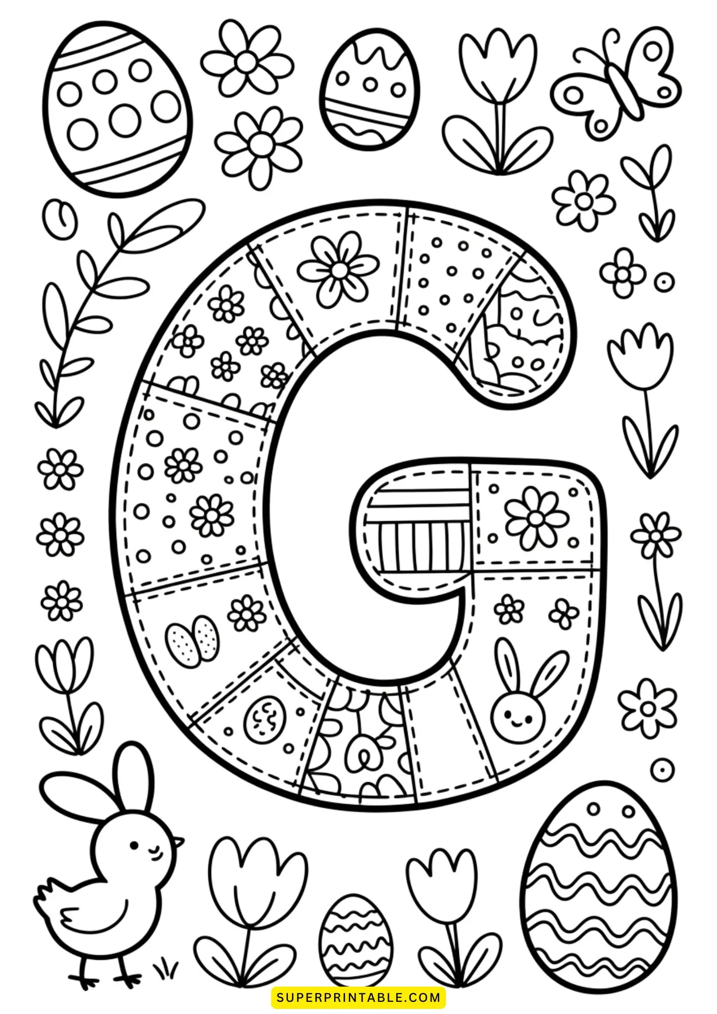 Easter Patchwork Alphabet Coloring Pages 7