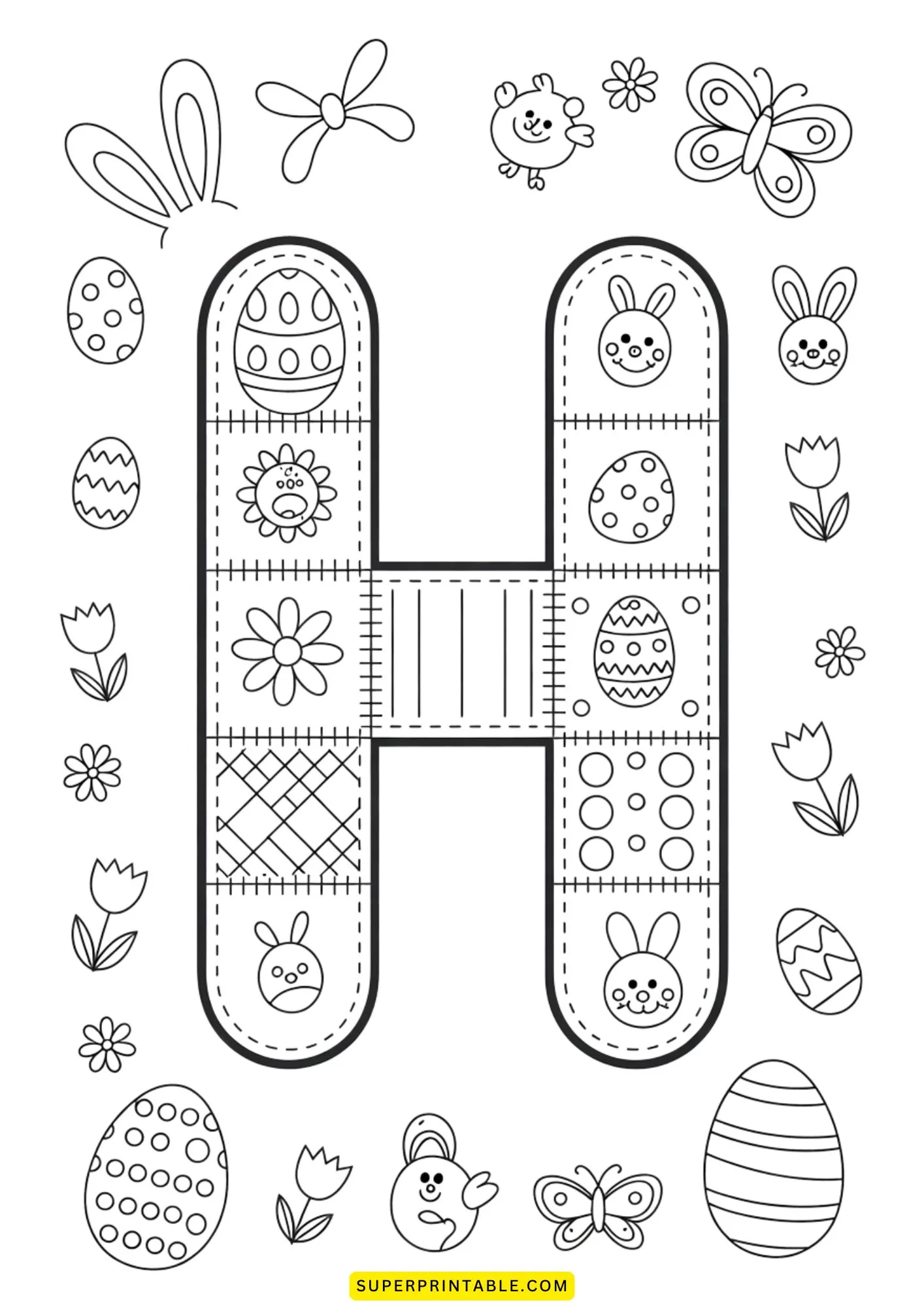 Easter Patchwork Alphabet Coloring Pages 8