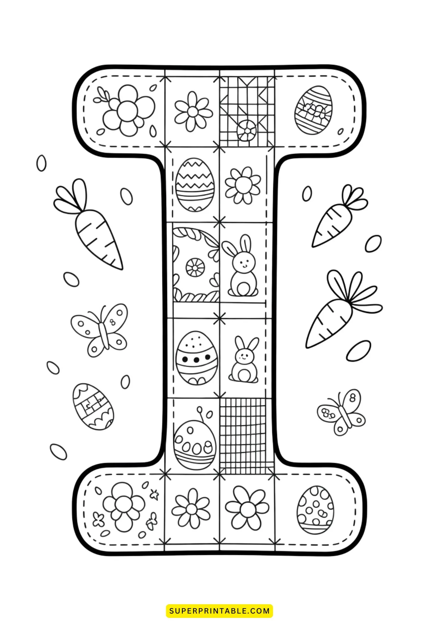 Easter Patchwork Alphabet Coloring Pages 9
