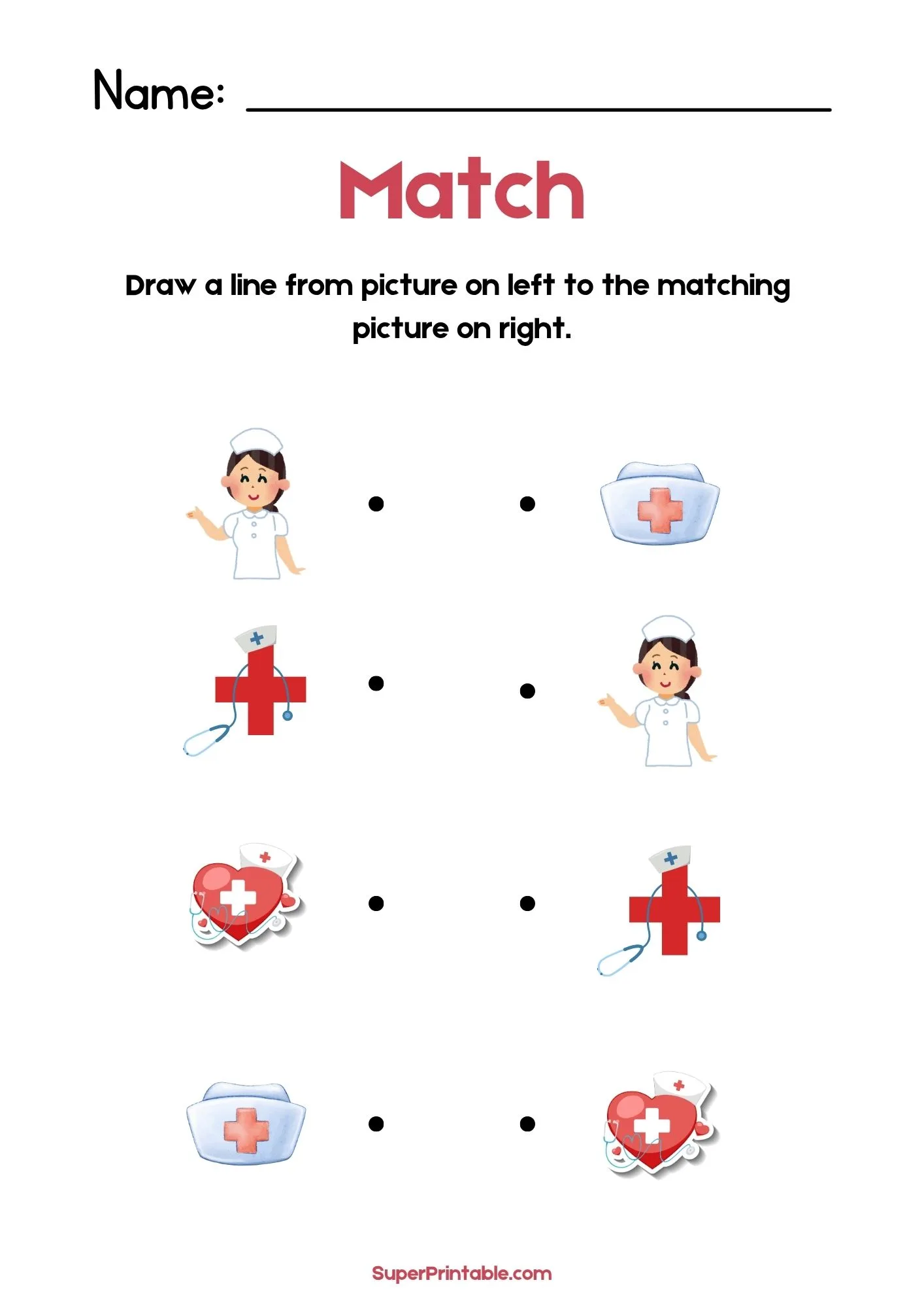 Emergency Nurse Day Illustrative Matching Worksheet 1