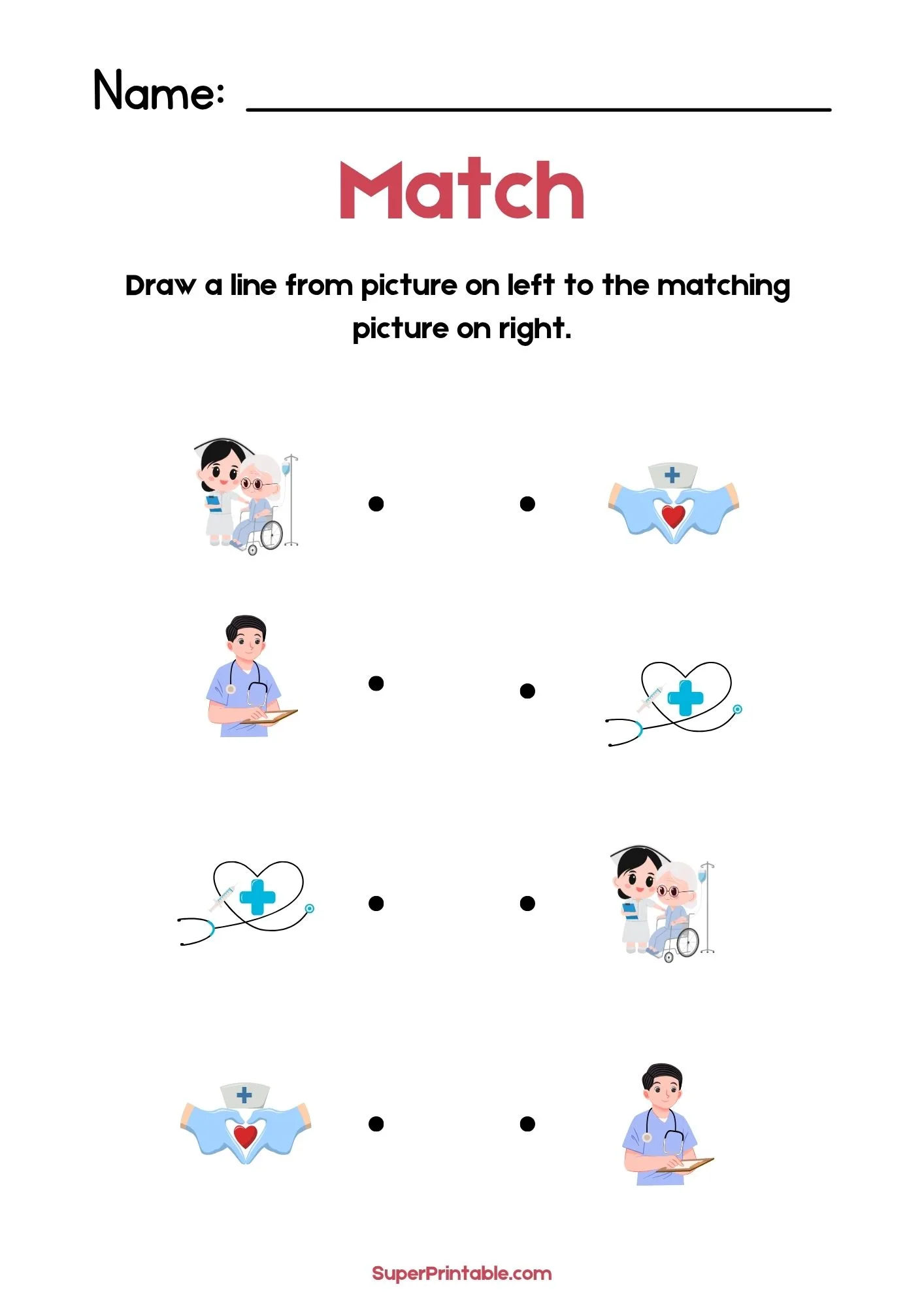 Emergency Nurse Day Illustrative Matching Worksheet 2