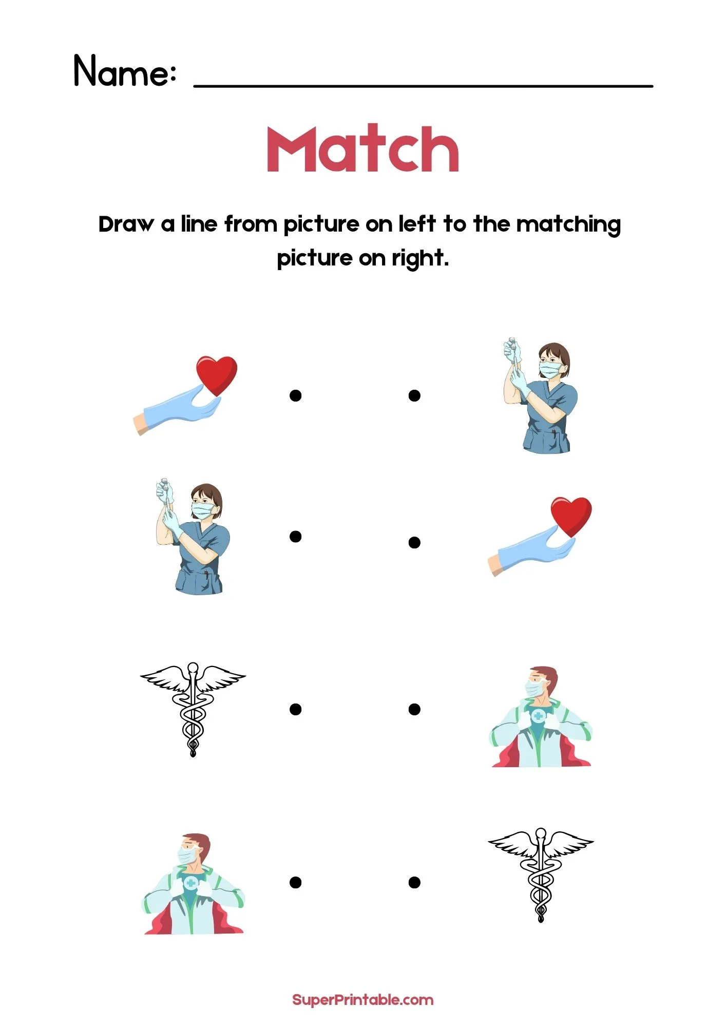 Emergency Nurse Day Illustrative Matching Worksheet 3