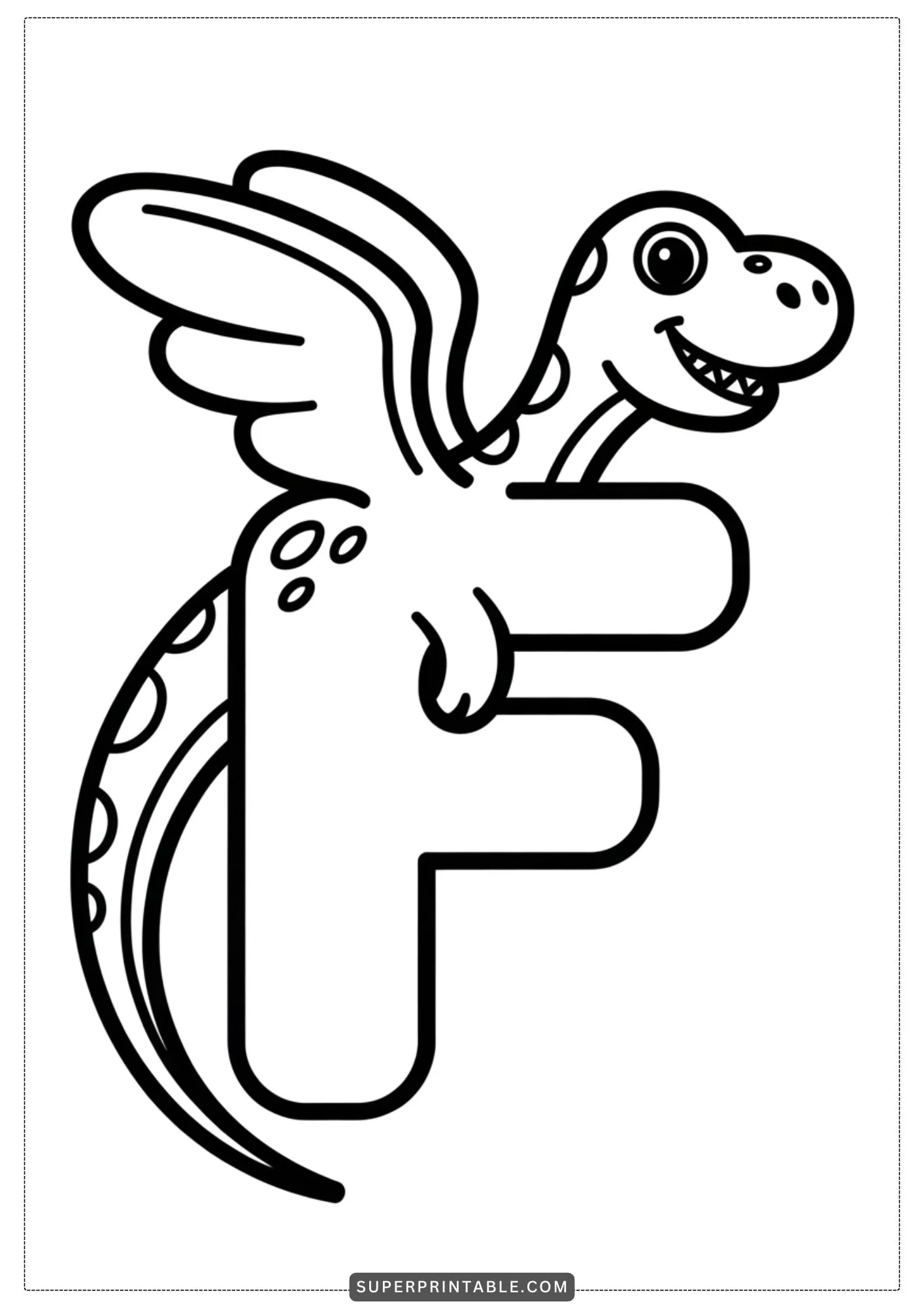 Fancy Dinosaur Alphabet Coloring Pages 6
