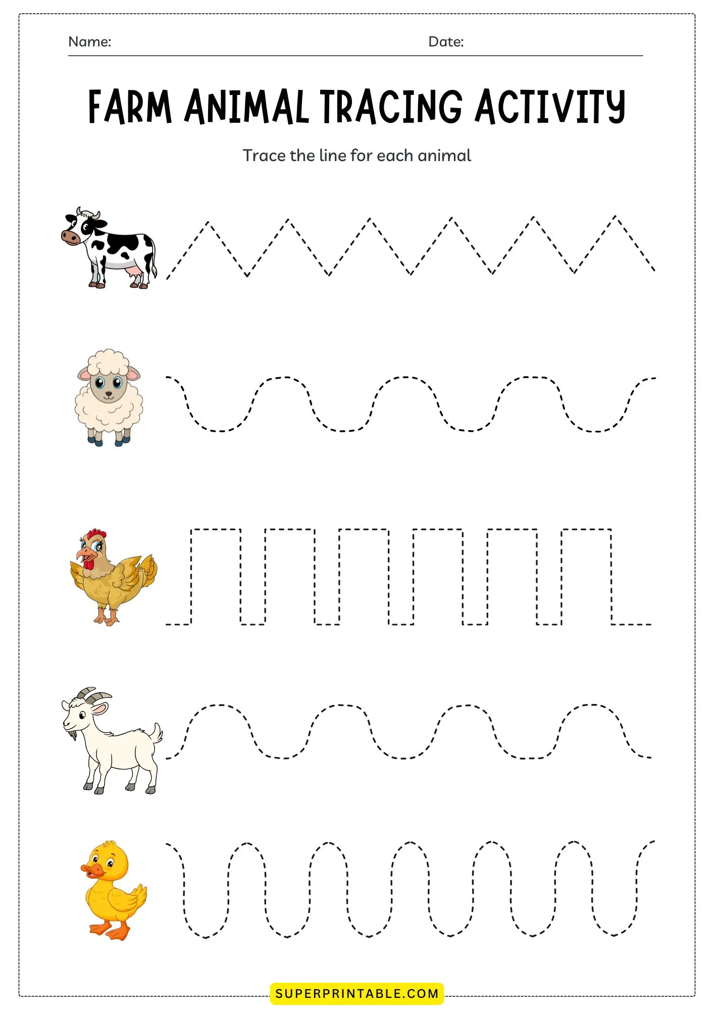 Farm Animal Tracing Activity 1