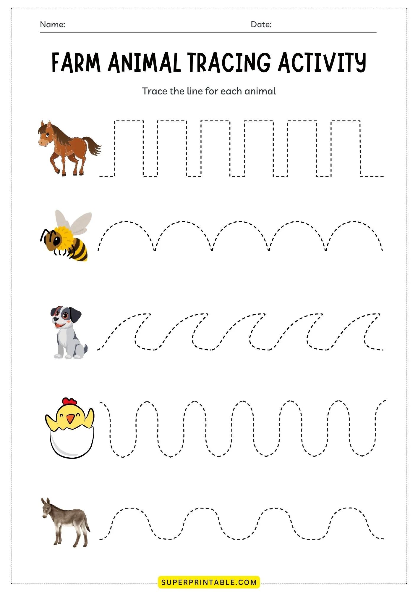 Farm Animal Tracing Activity 2