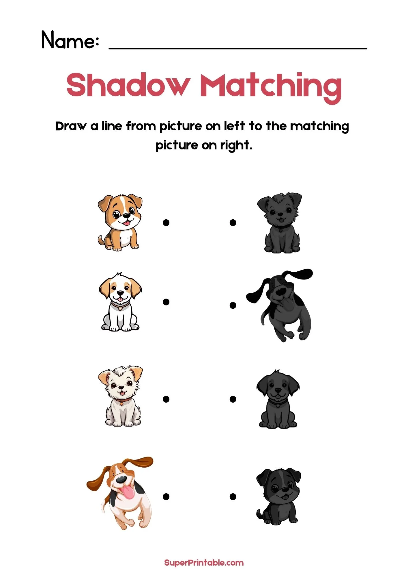 Farm Animals Find The Shadow Matching Worksheets 2