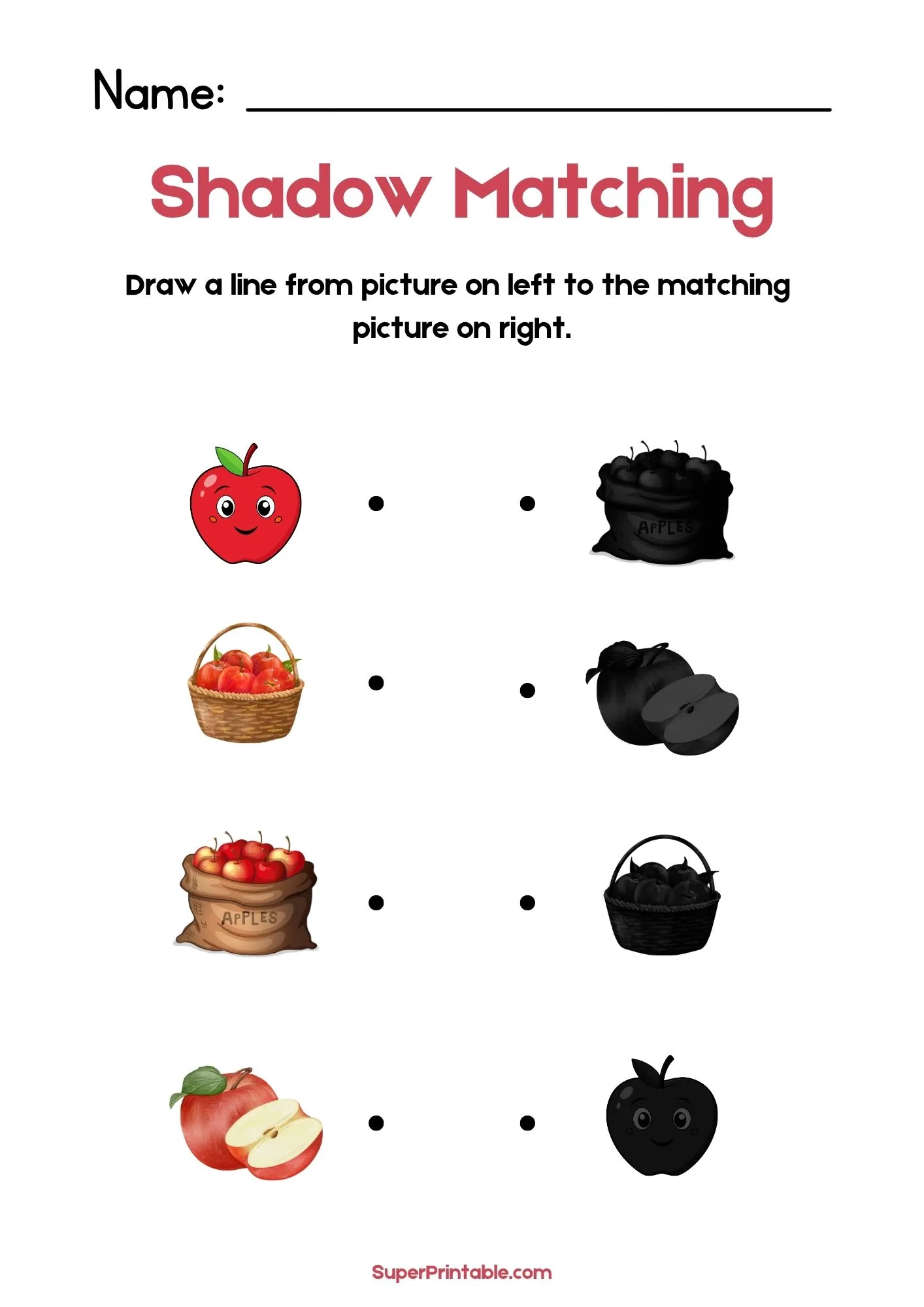Fruits Find The Shadow Matching Worksheet 1