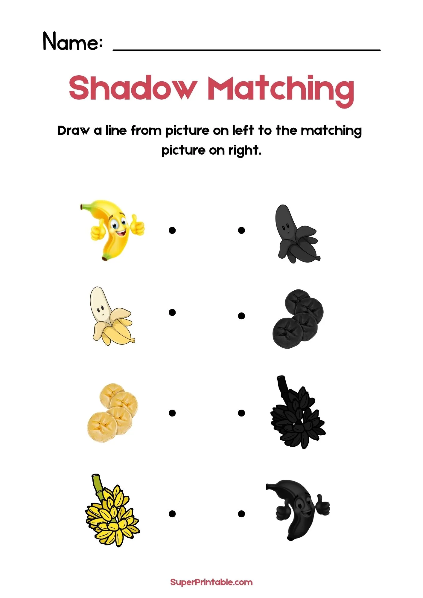 Fruits Find The Shadow Matching Worksheet 2