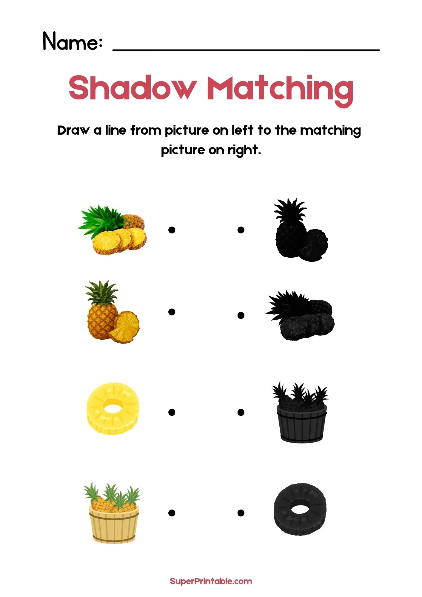Fruits Find The Shadow Matching Worksheet 3