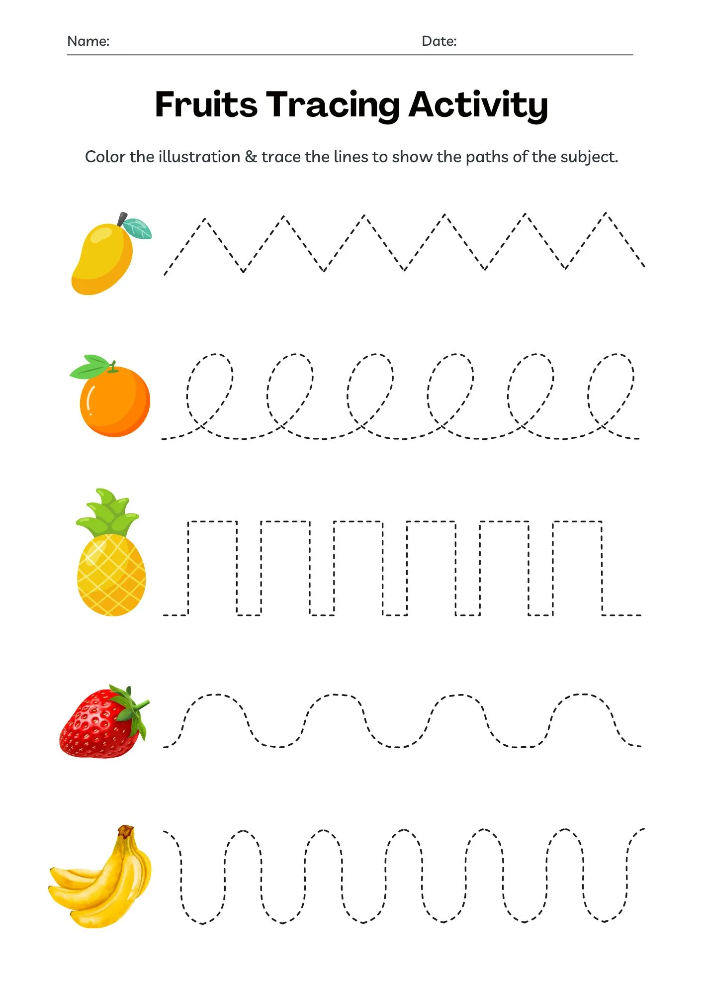 Fruits Tracing Activity 1