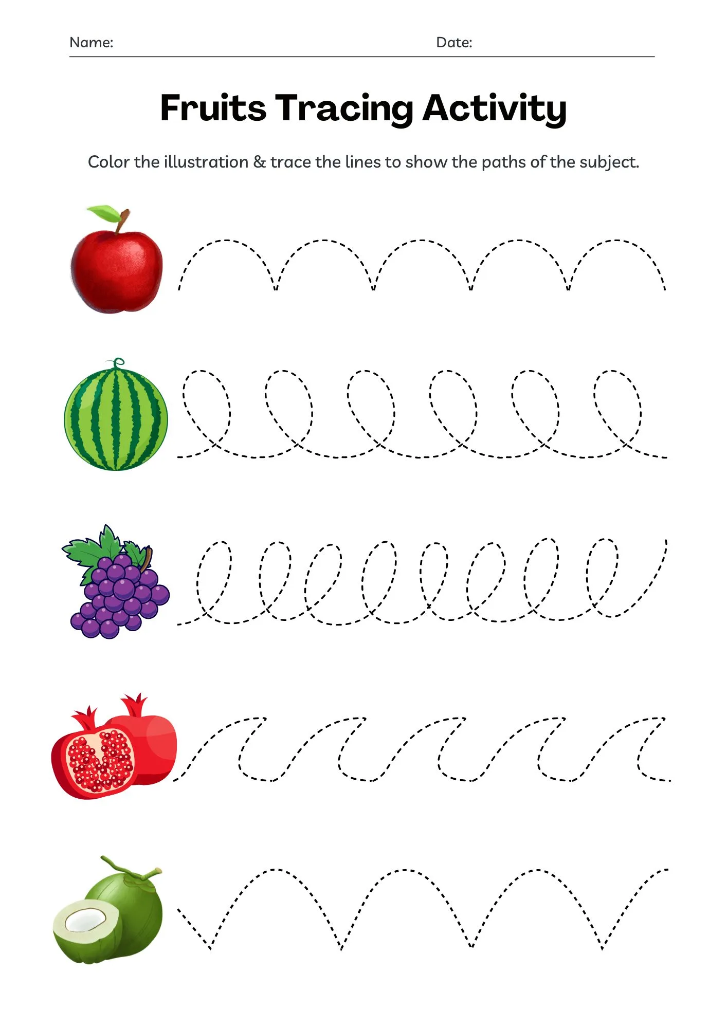 Fruits Tracing Activity 2