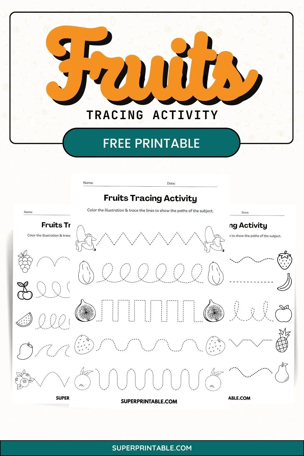 Fruits Tracing Activity Pinterest Image