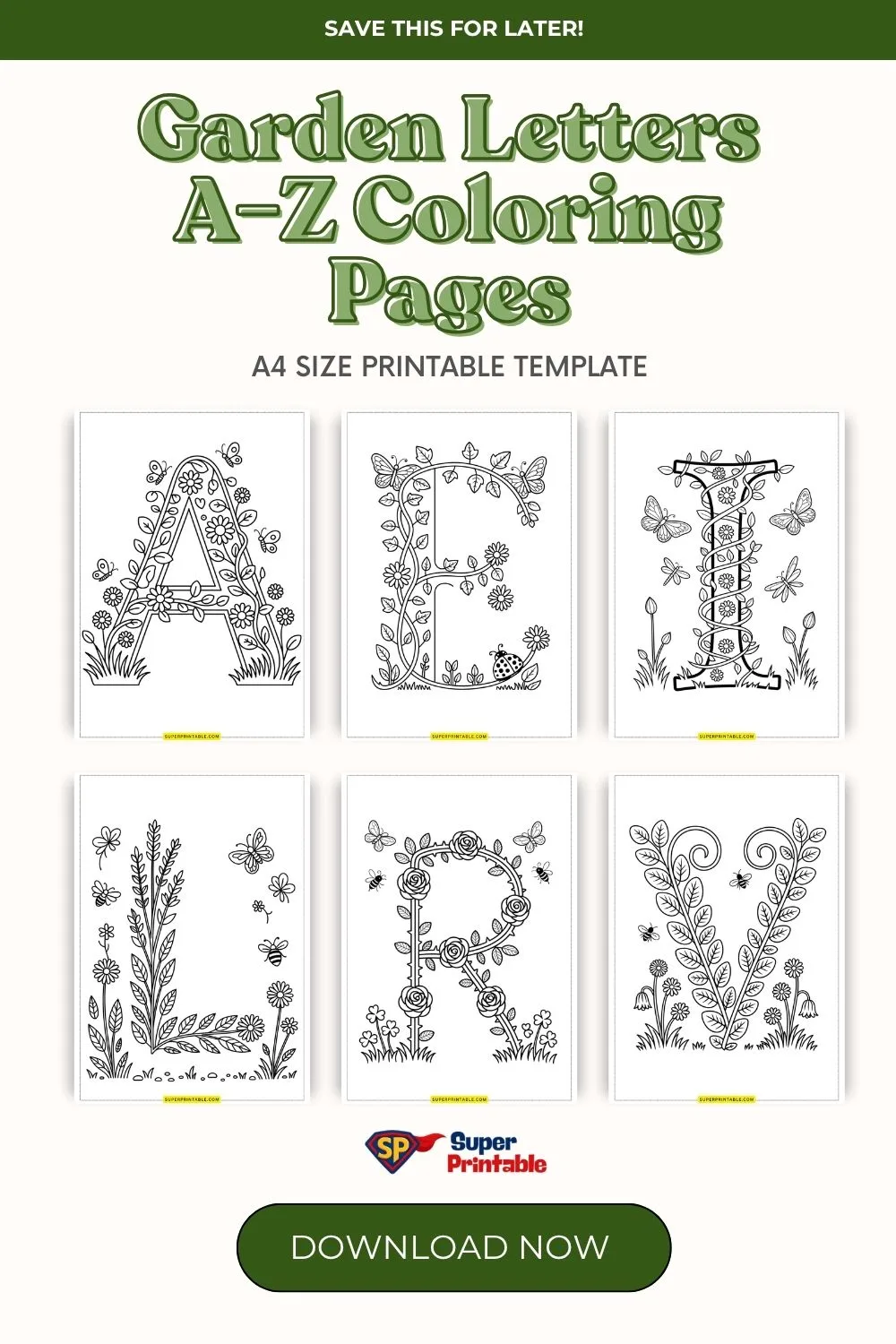 Garden Letters A–Z Coloring Pages Pinterest Image