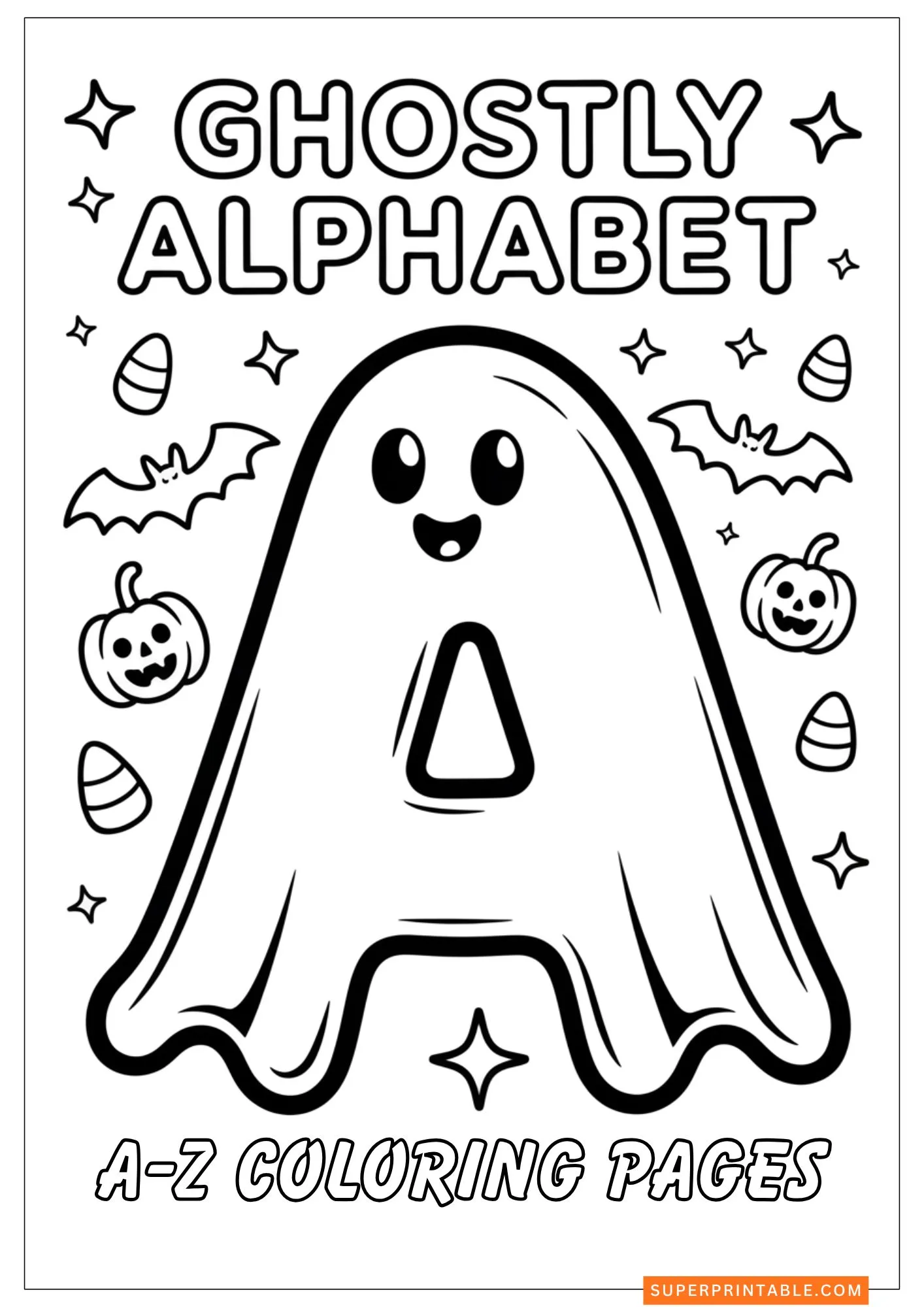 Ghostly Alphabet Adventures Coloring Pages 1