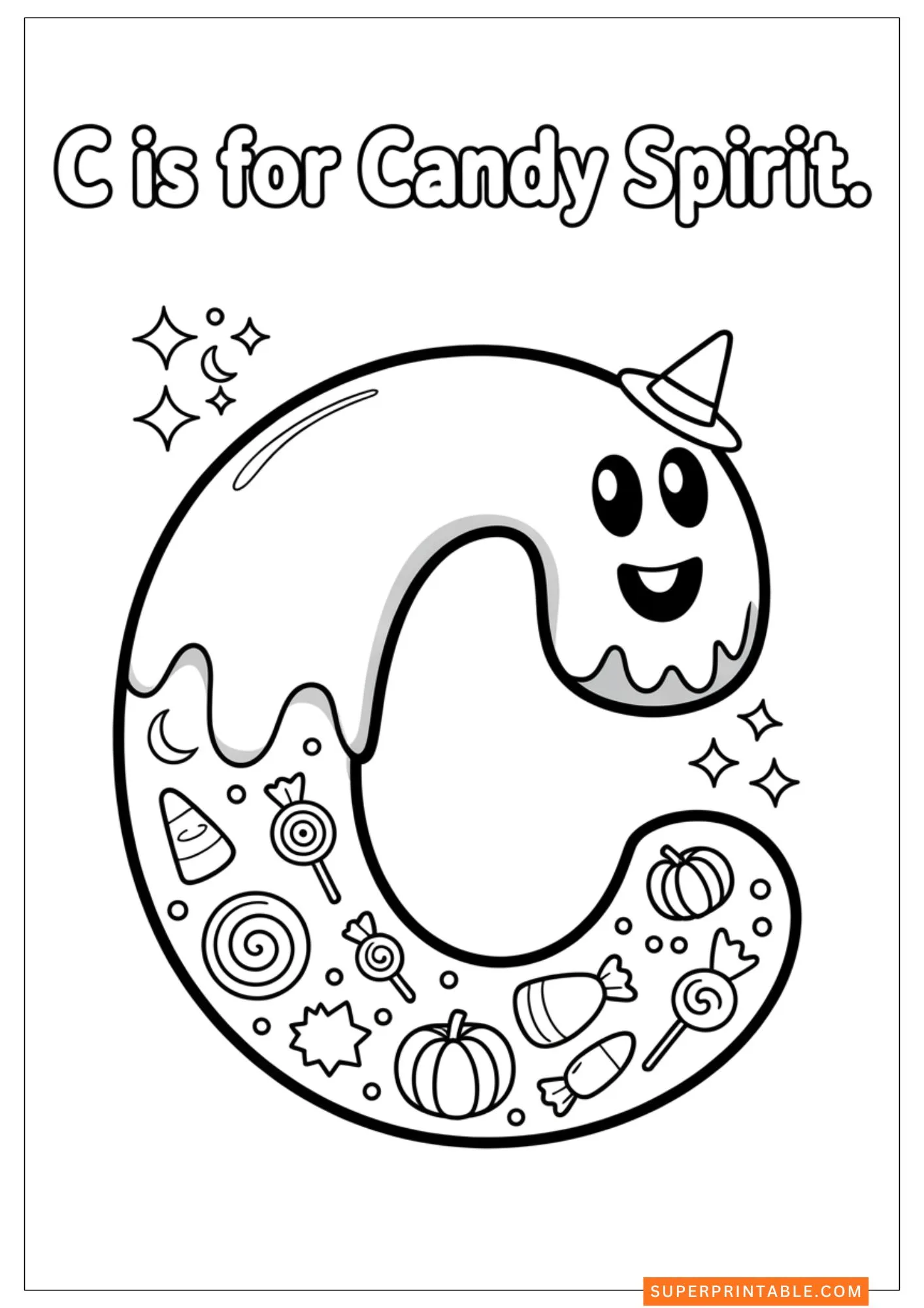 Ghostly Alphabet Adventures Coloring Pages 4
