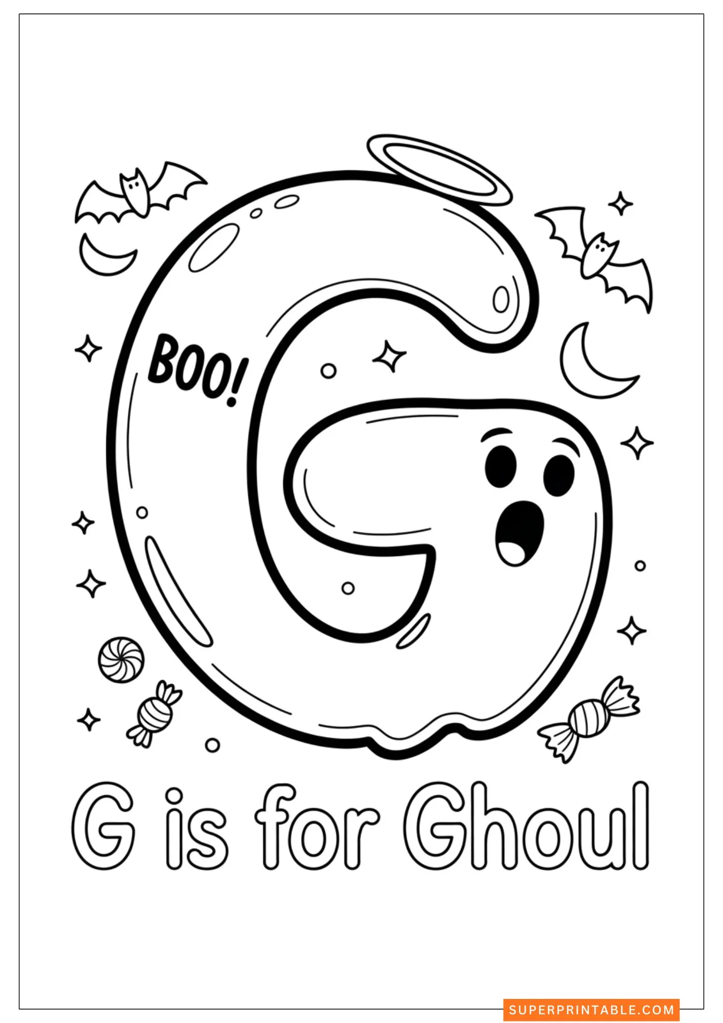 Ghostly Alphabet Adventures Coloring Pages 8