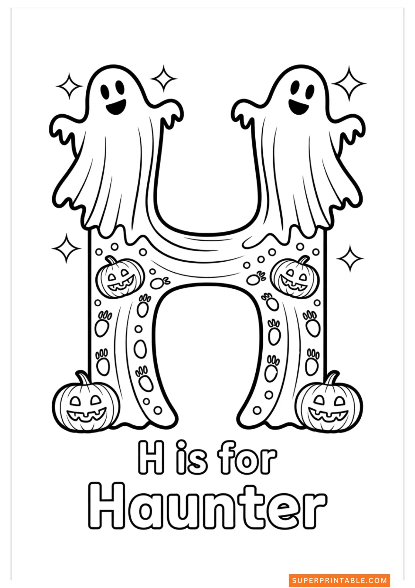 Ghostly Alphabet Adventures Coloring Pages 9