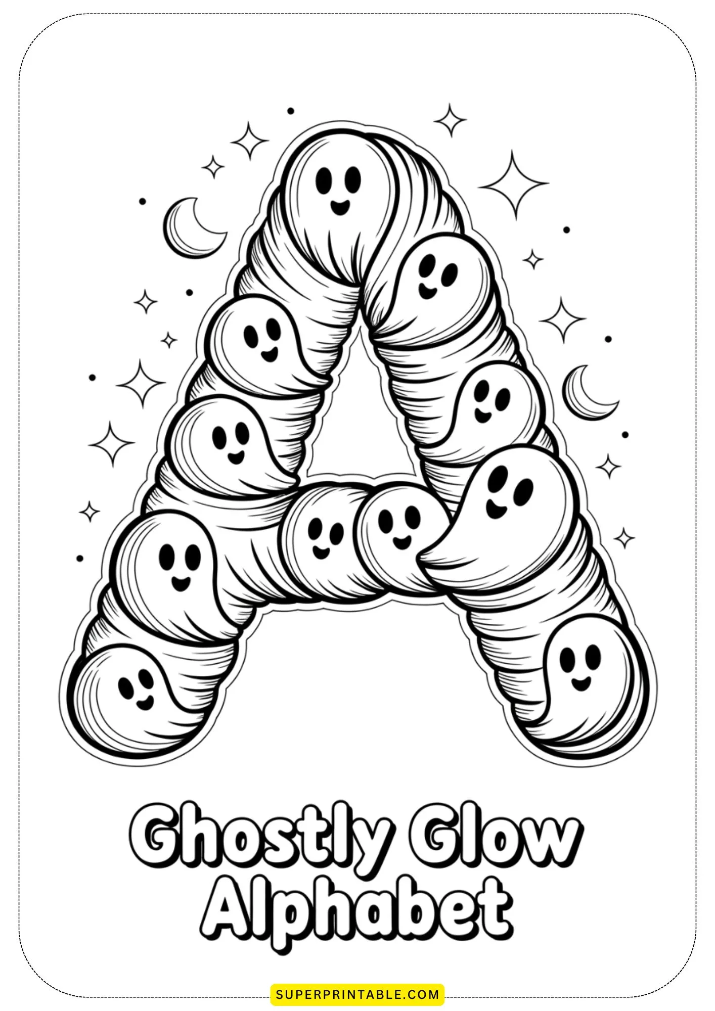 Ghostly Glow Alphabet Coloring Pages 1