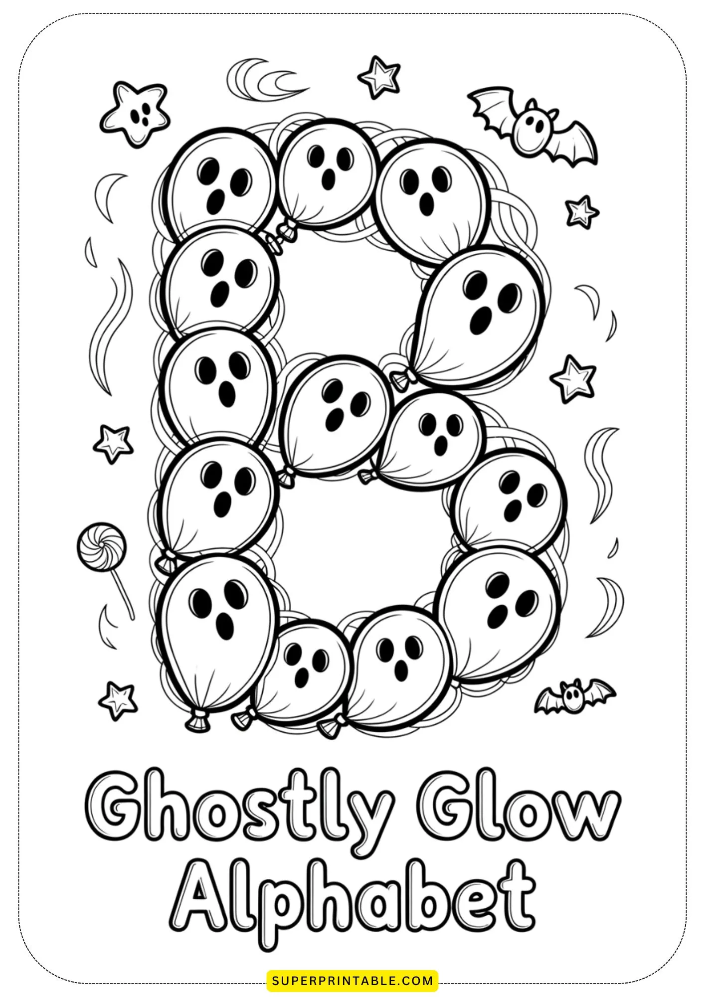 Ghostly Glow Alphabet Coloring Pages 2