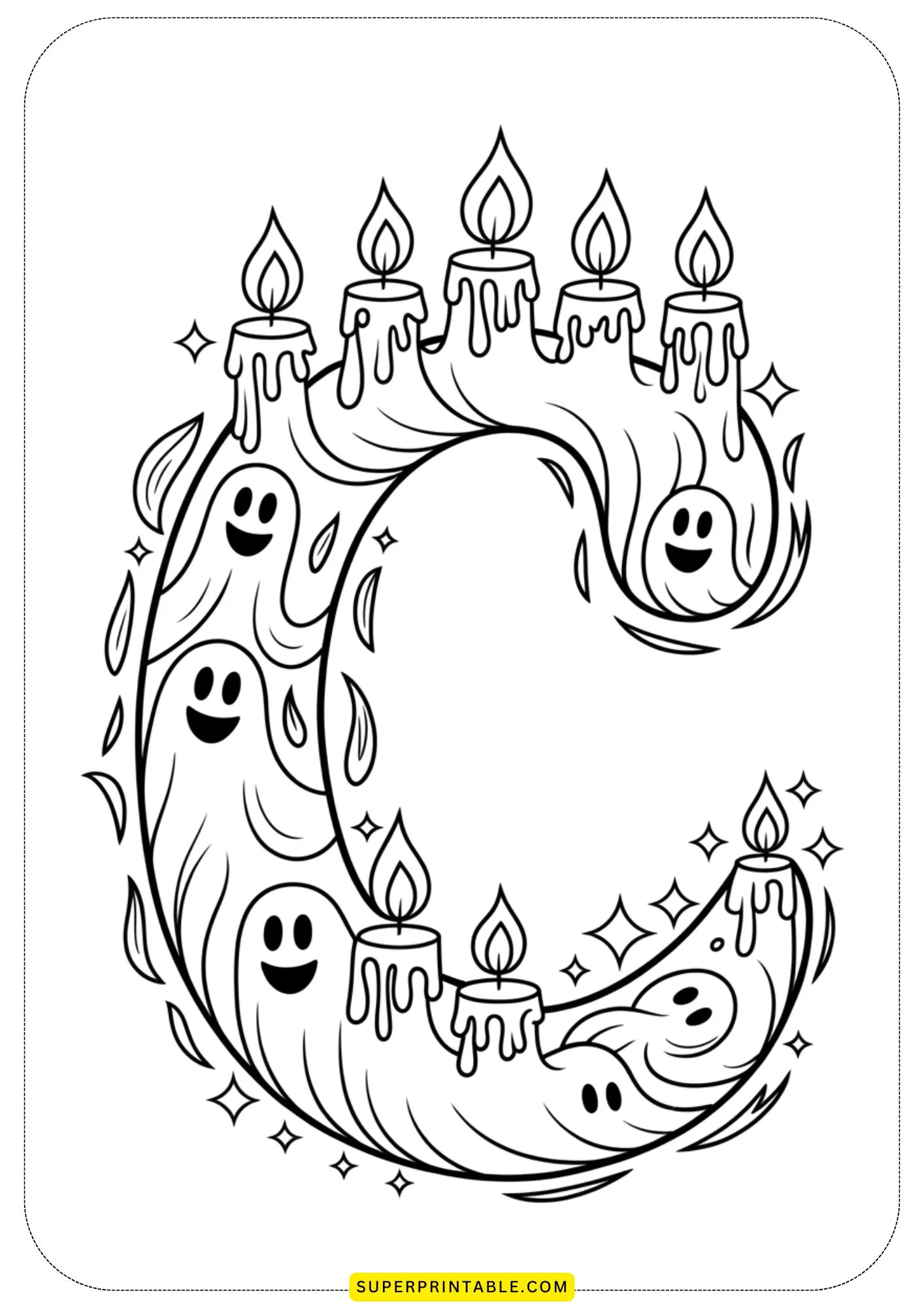 Ghostly Glow Alphabet Coloring Pages 3