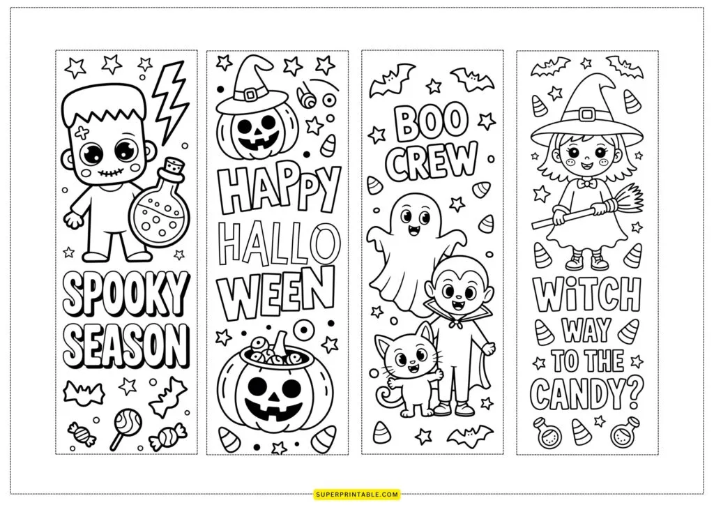 Halloween Coloring Bookmarks 1
