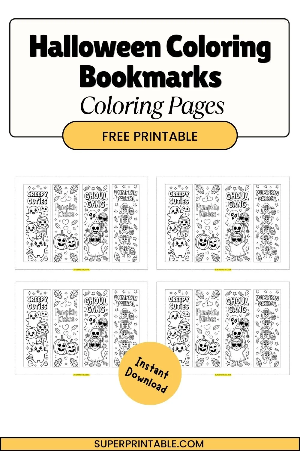 Halloween Coloring Bookmarks Pinterest Image