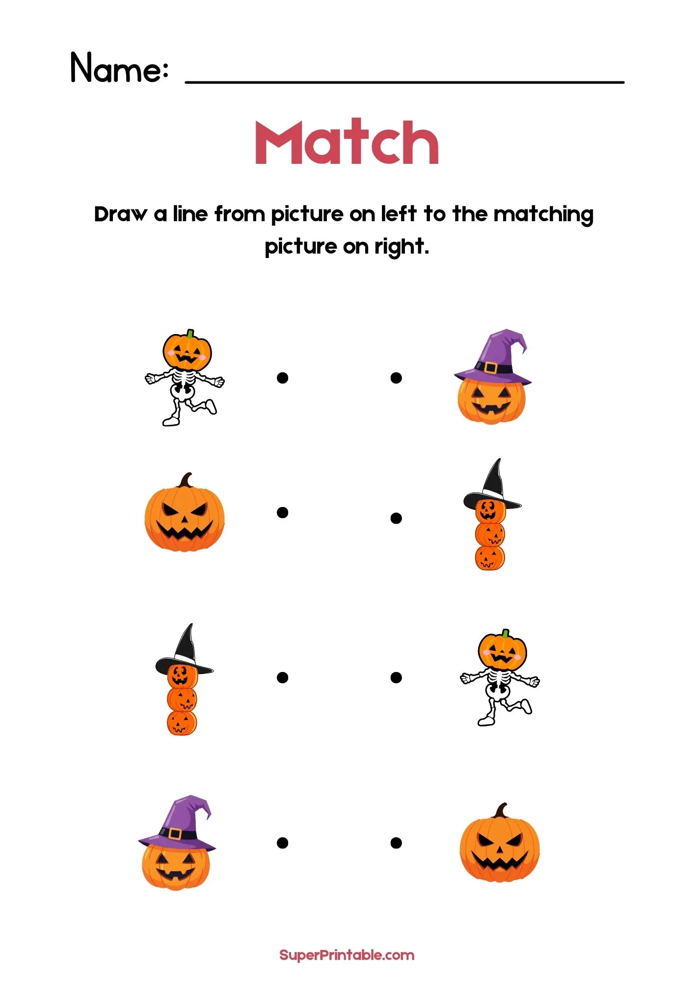 Halloween Illustrative Matching Worksheet 1