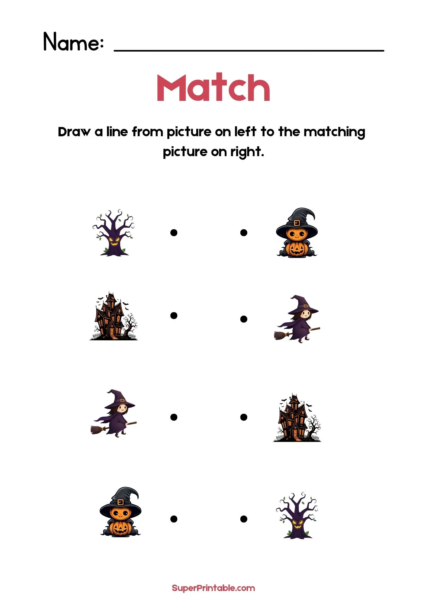Halloween Illustrative Matching Worksheet 2