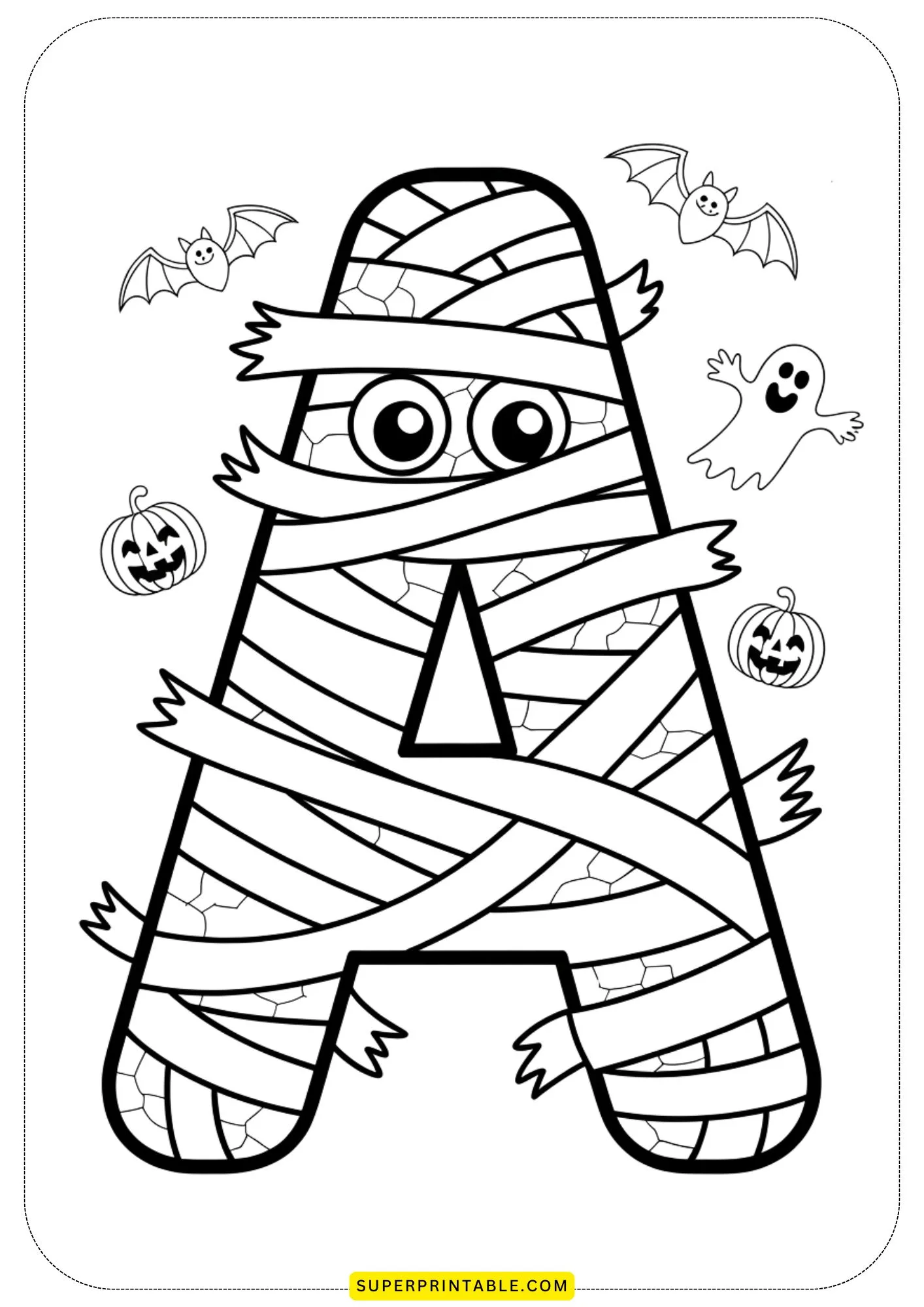 Halloween Mummy Alphabet Coloring Pages 1