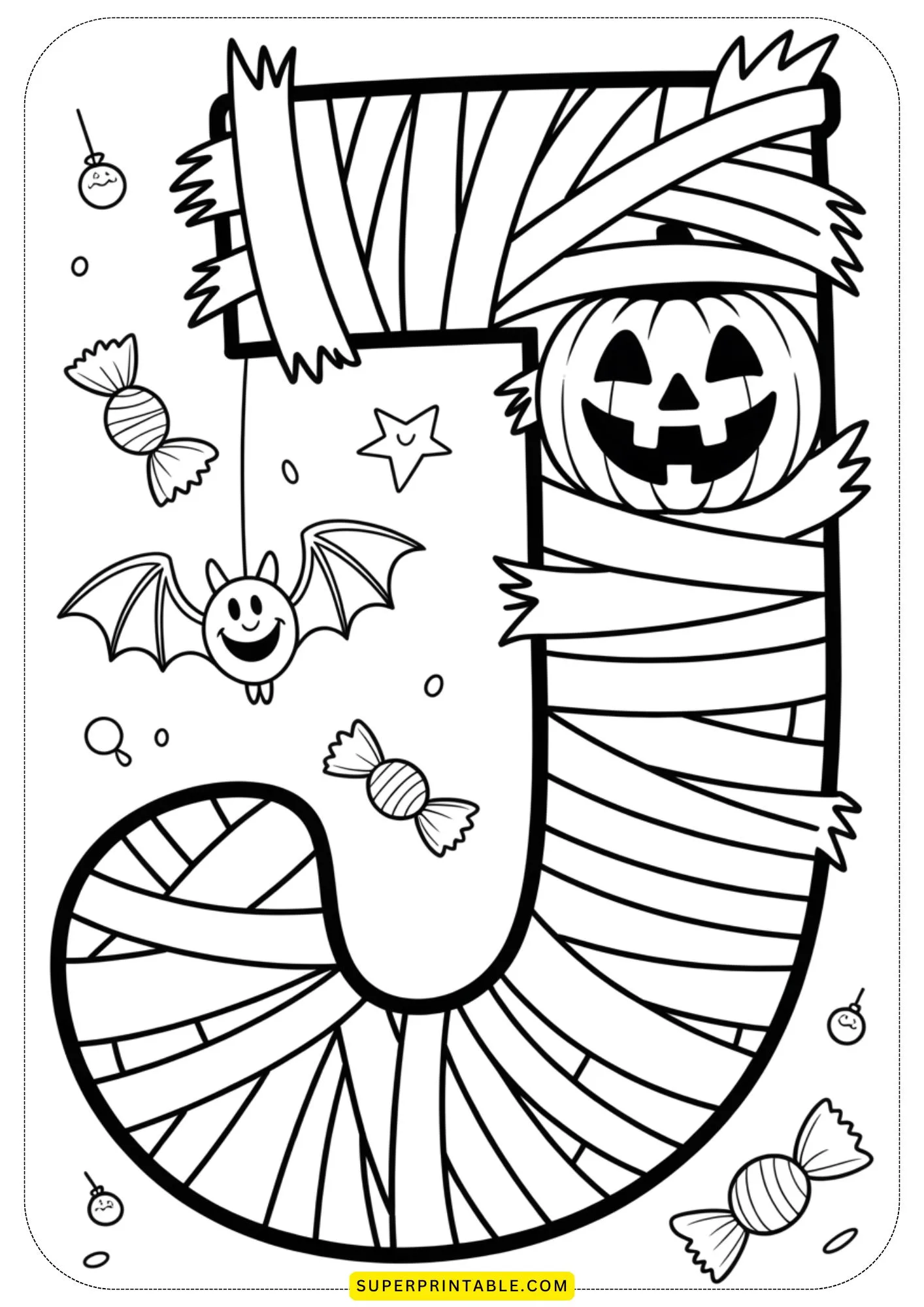 Halloween Mummy Alphabet Coloring Pages 10