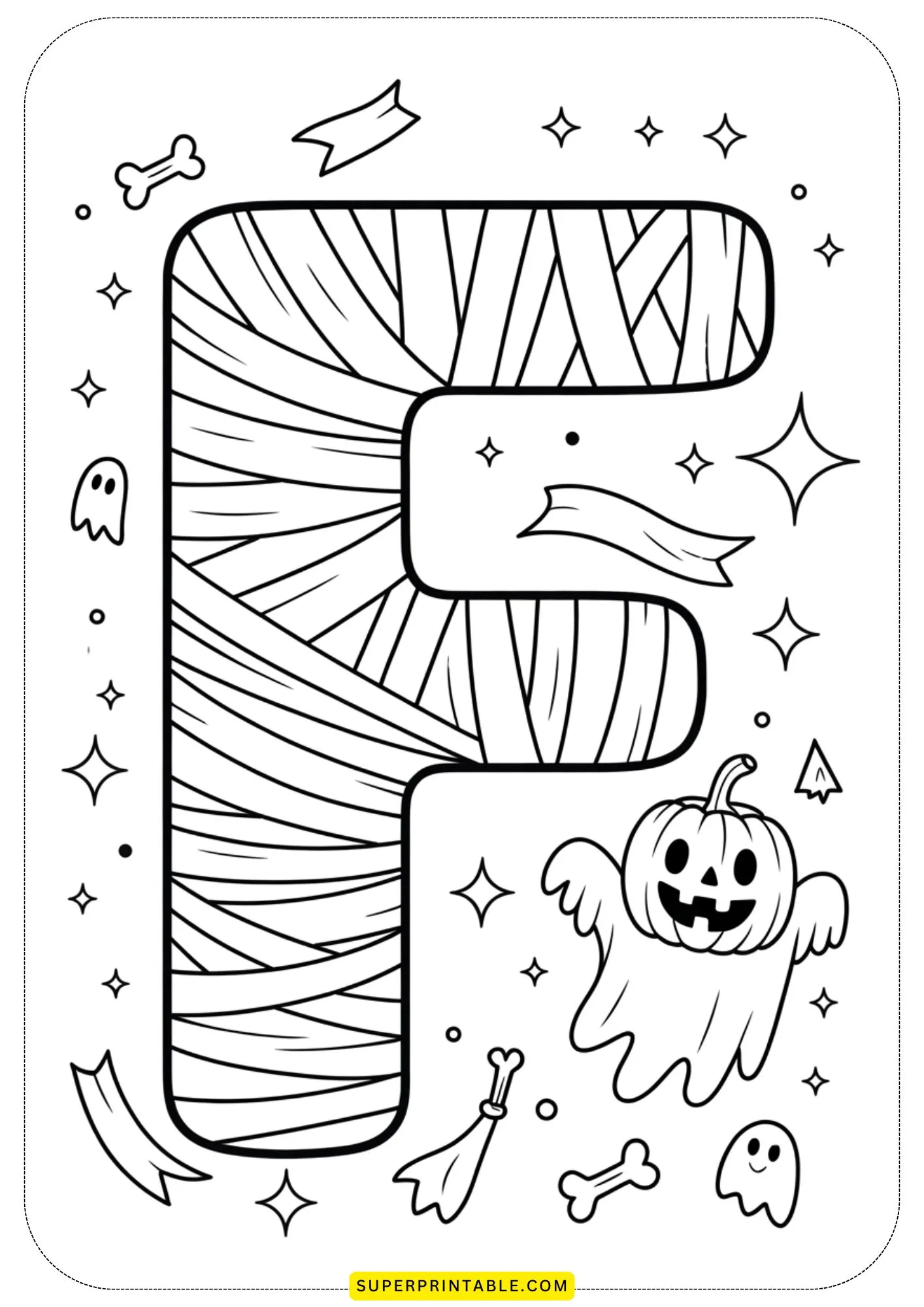 Halloween Mummy Alphabet Coloring Pages 6