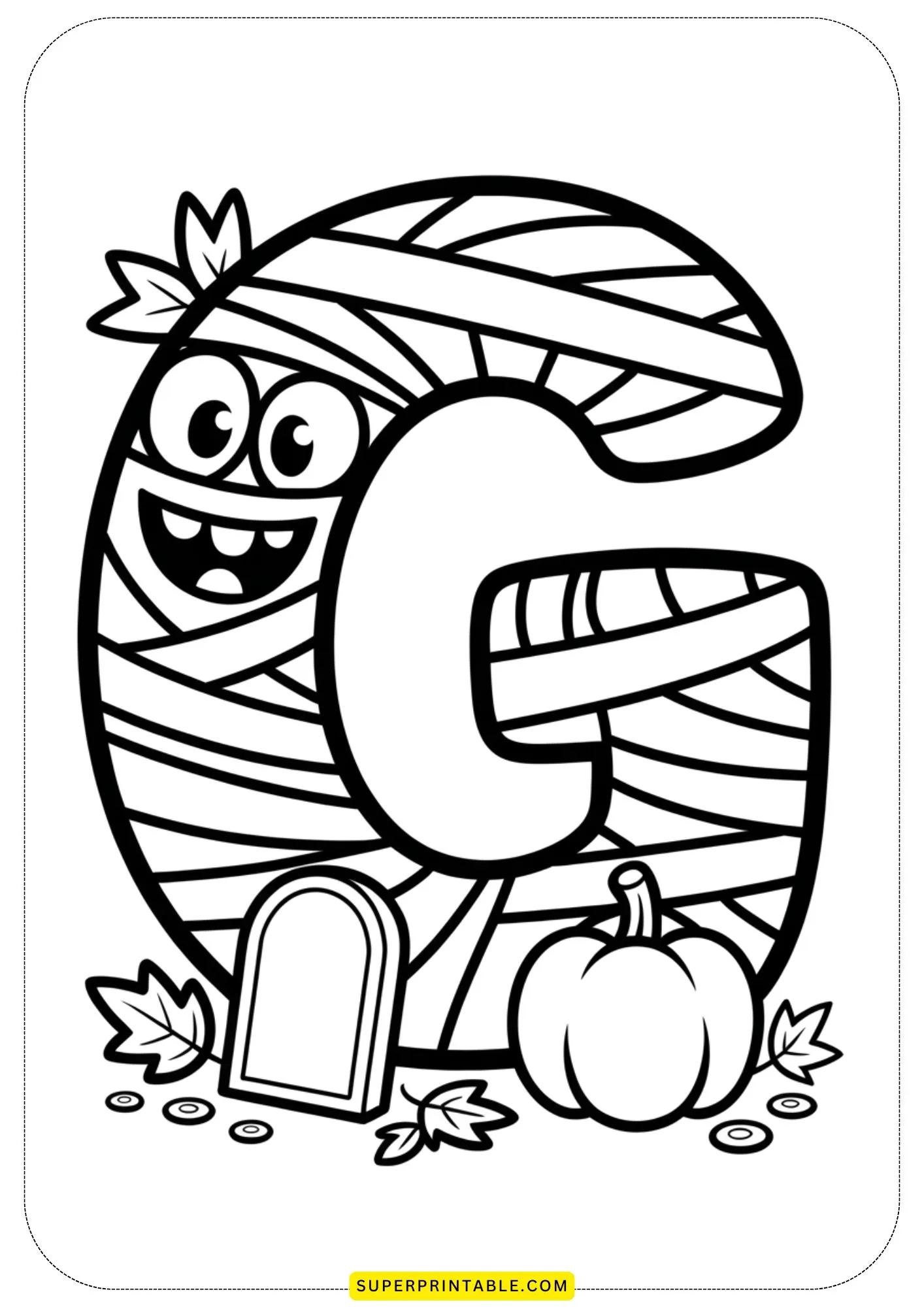Halloween Mummy Alphabet Coloring Pages 7