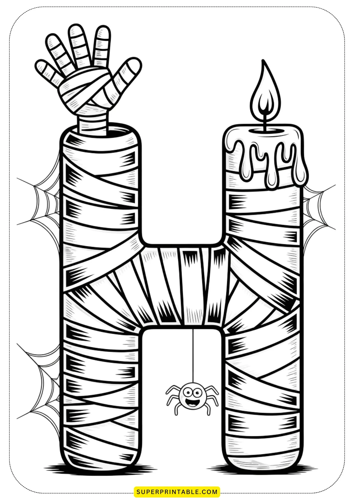 Halloween Mummy Alphabet Coloring Pages 8