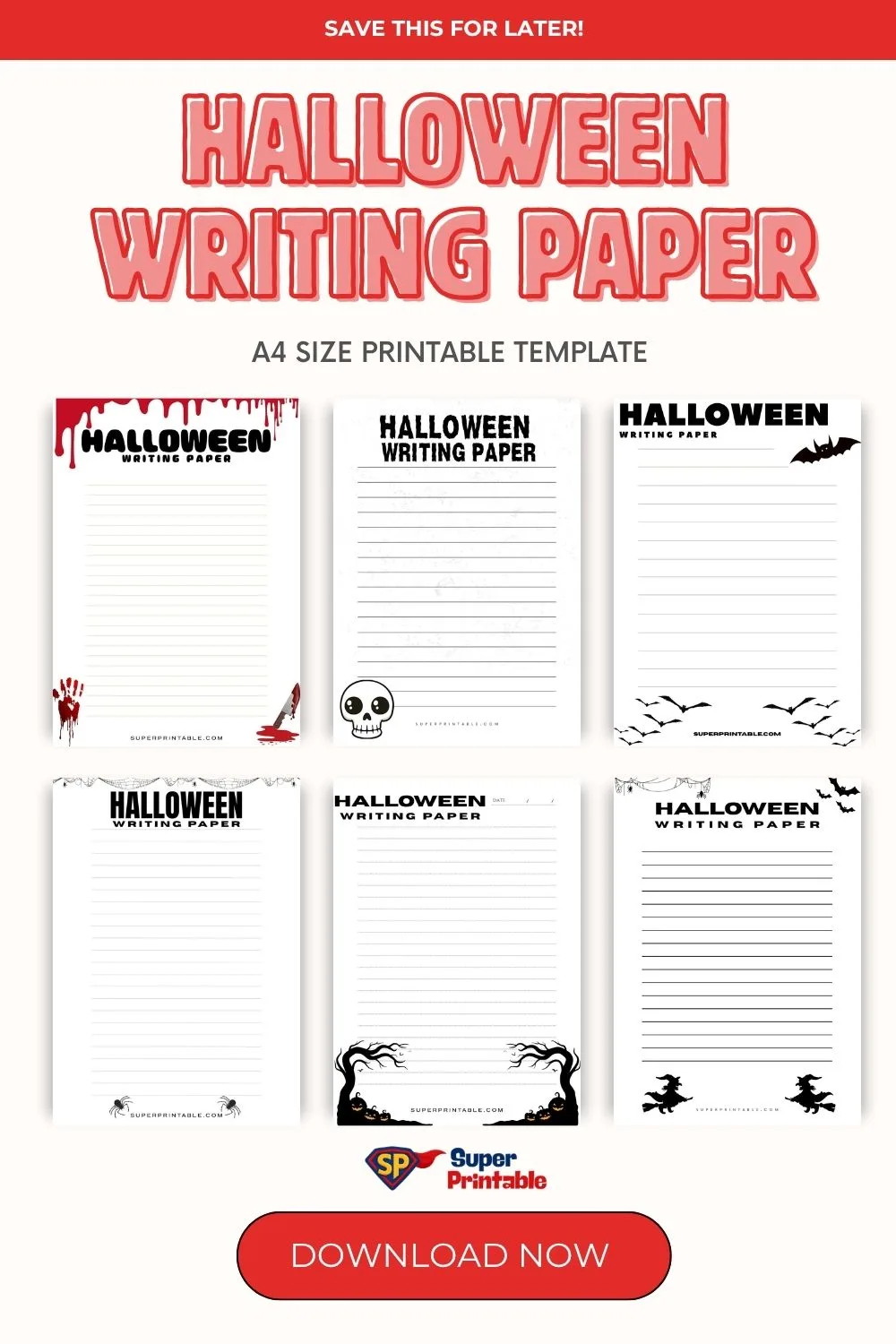 Halloween Writing Paper Pinterest Image