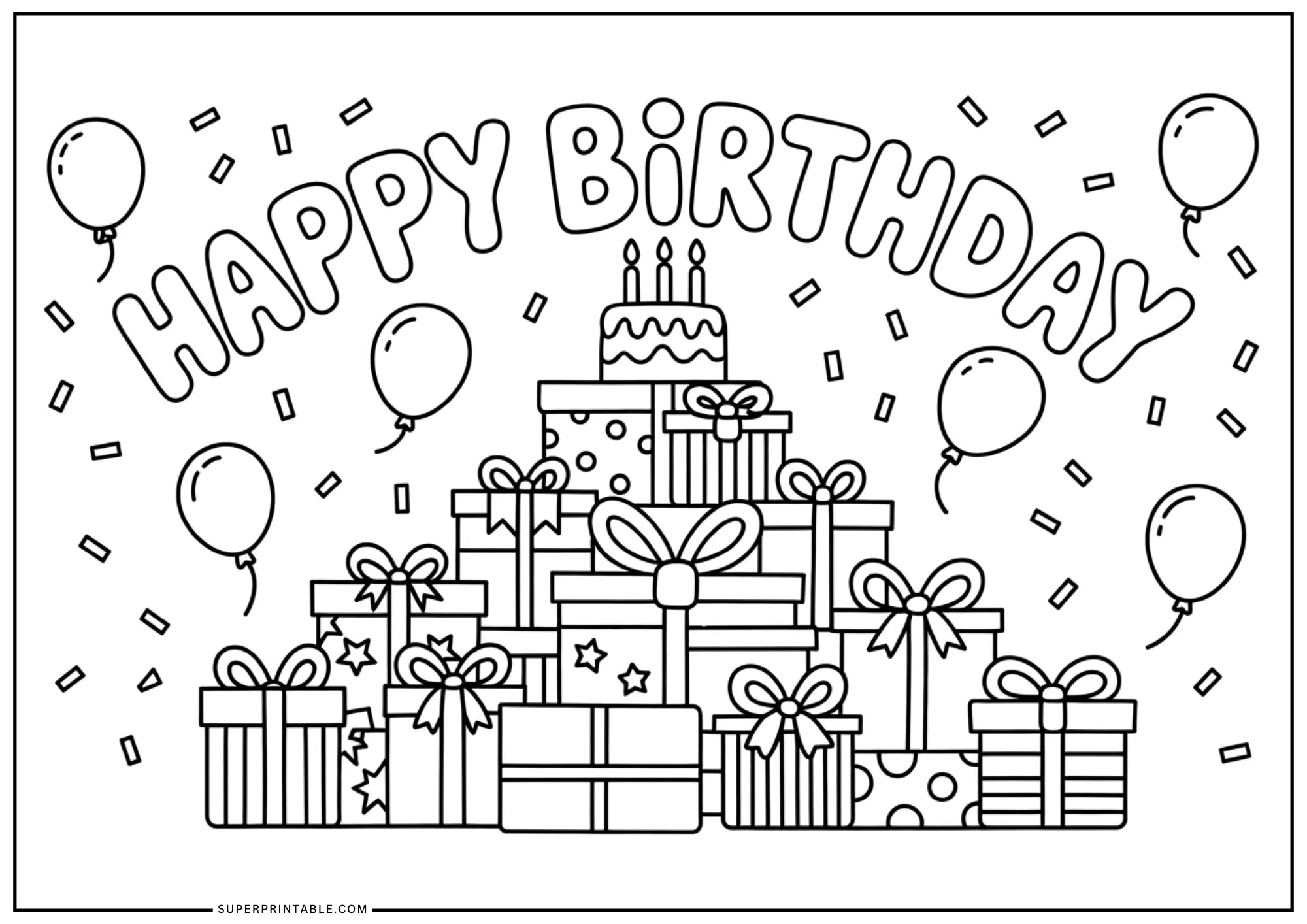 Happy Birthday Party Coloring Pages 2