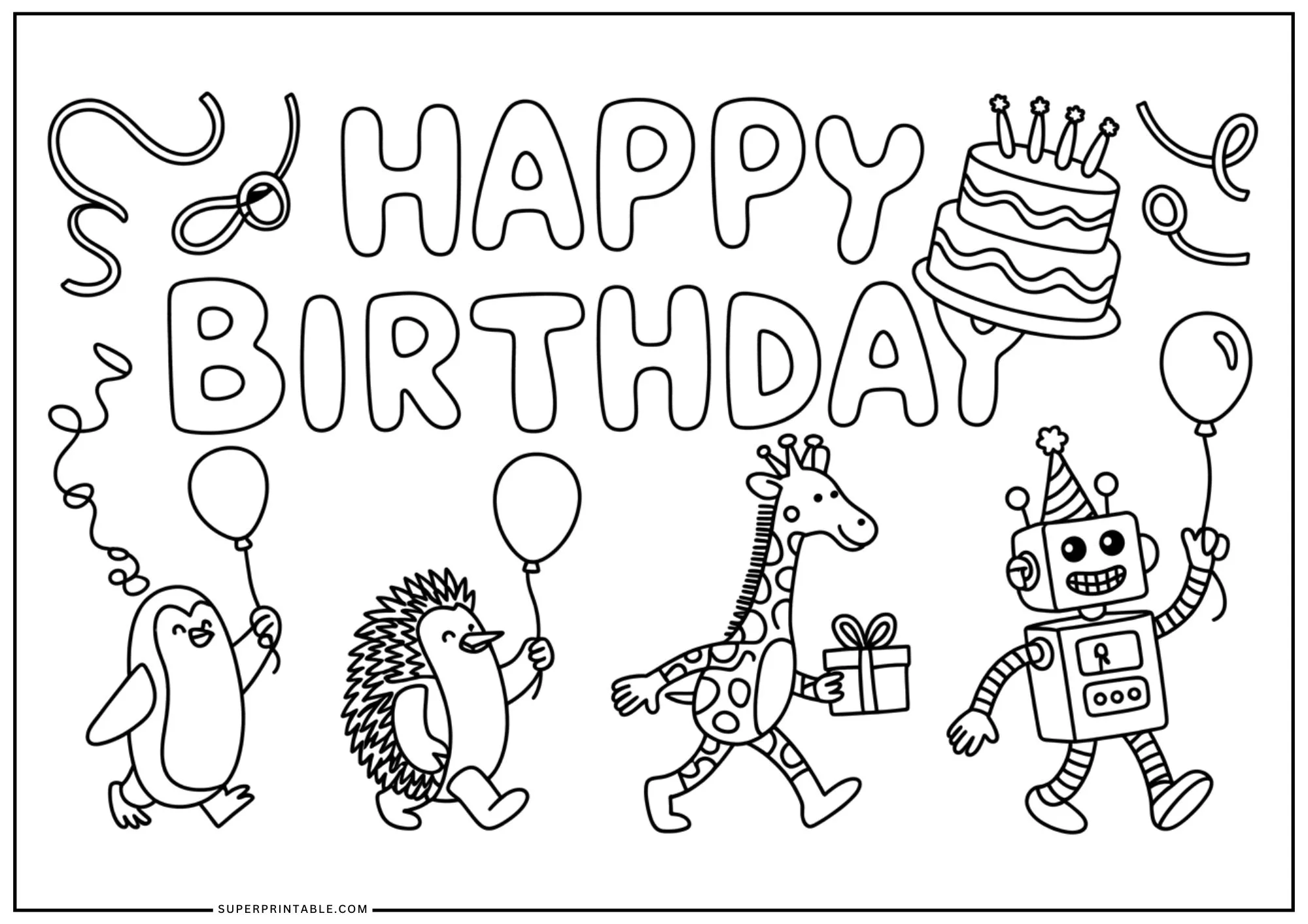 Happy Birthday Party Coloring Pages 3