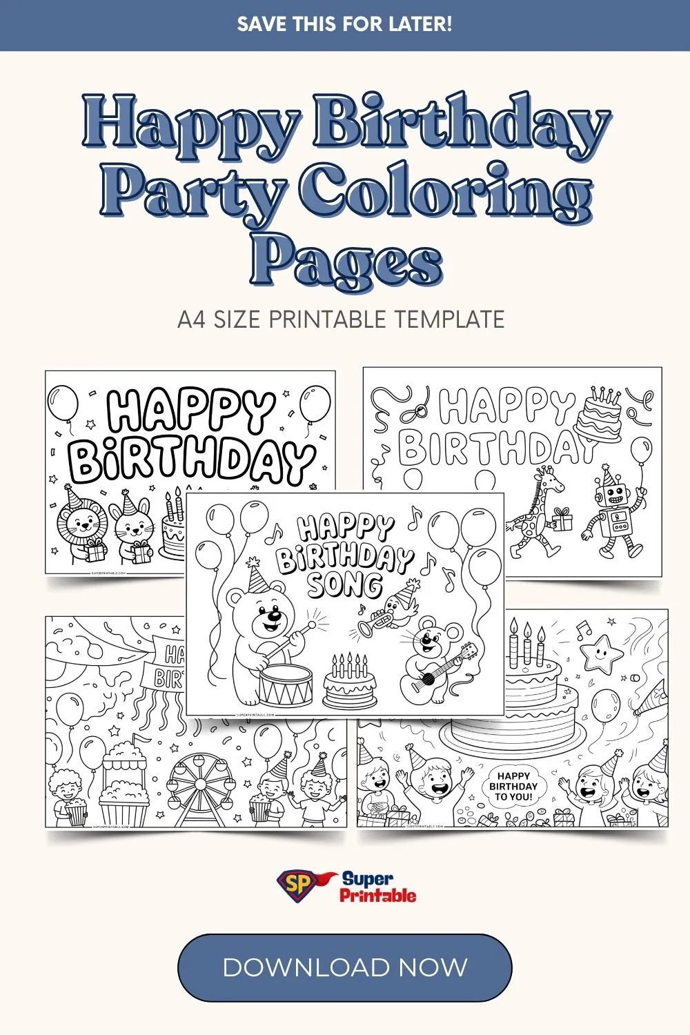 Happy Birthday Party Coloring Pages Pinterest Image