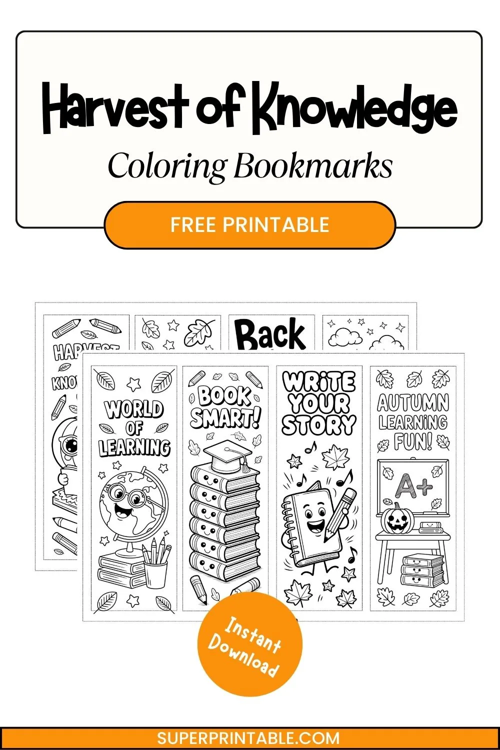 Harvest of Knowledge Coloring Bookmarks Pinterest Image