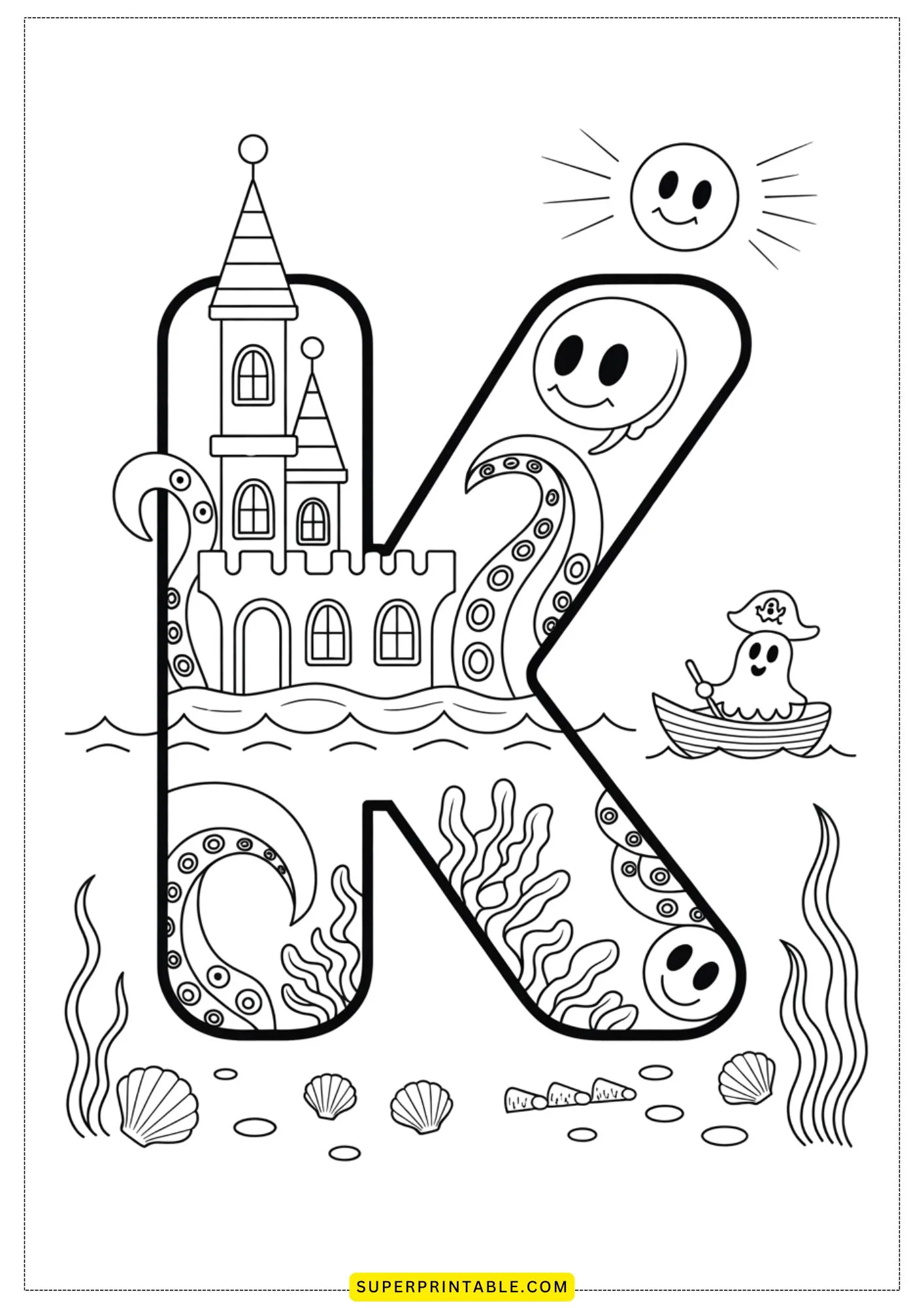 Haunted Alphabet Castle Coloring Pages 11