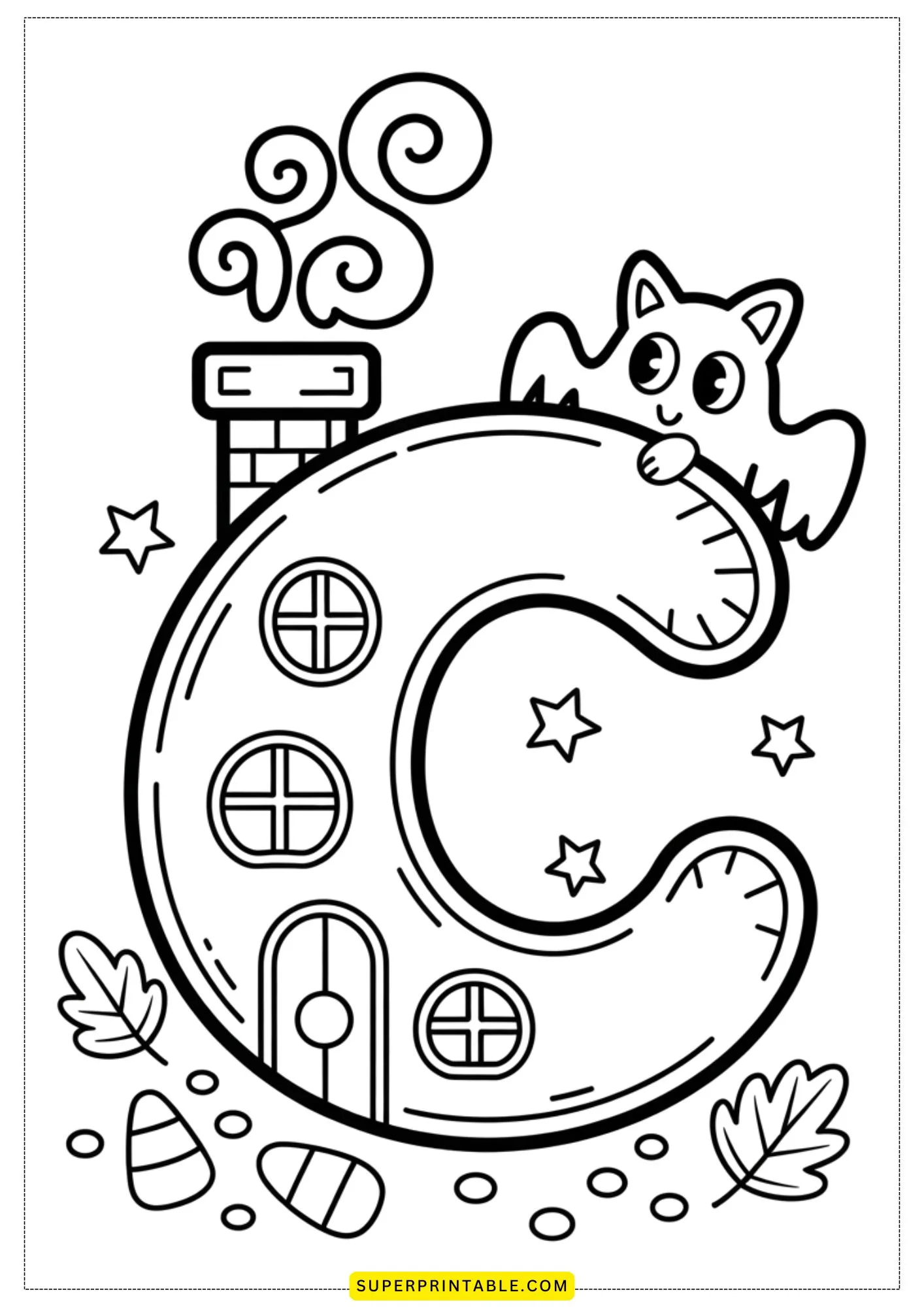 Haunted Alphabet Castle Coloring Pages 3